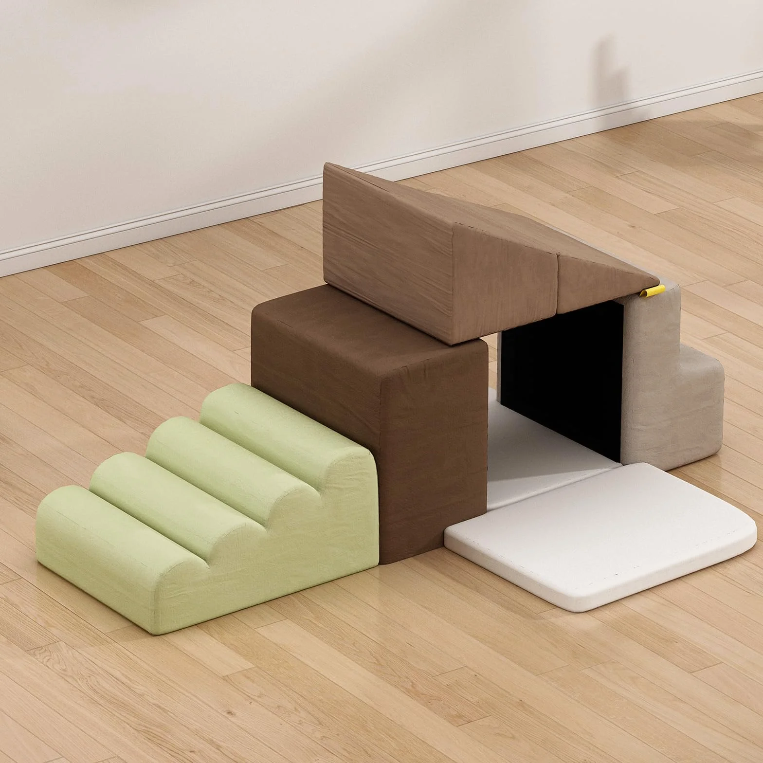 BanaSuper Jeu de Motricité Enfant Parcours Motricité Blocs Mousse Éducatifs avec Velcro Structure d'escalade Antidérapante Gris
