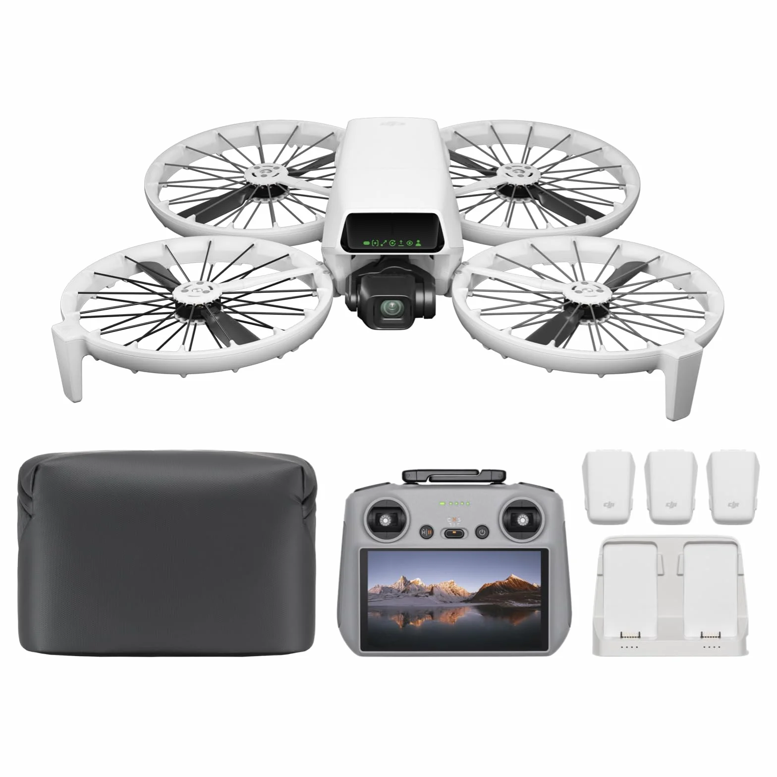 DJI Flip Bundle Fly More Drone Caméra 4K UHD radiocommande RC 2 avec écran trois batteries 93 min