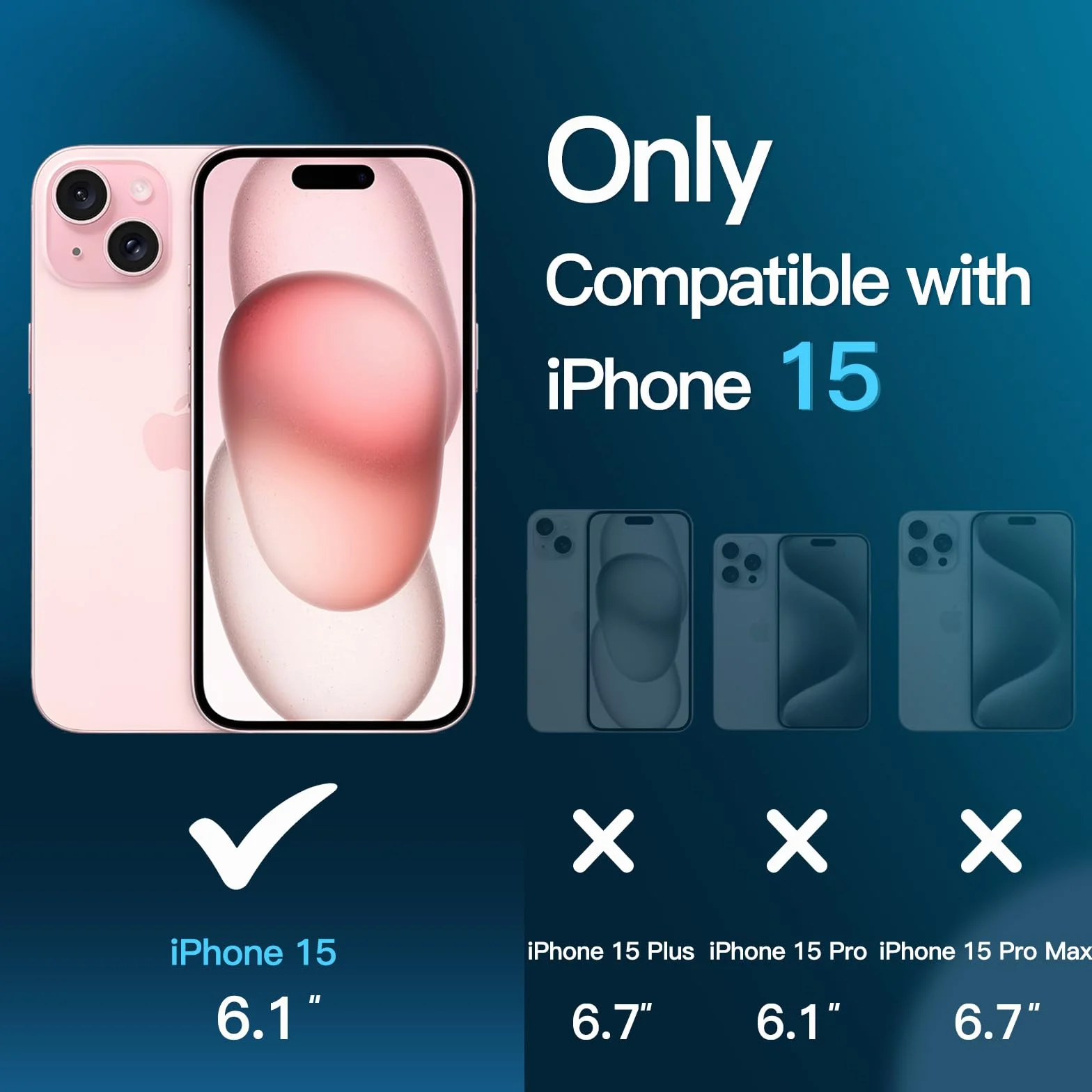 JETech Protection D'écran pour iPhone 15 6,1 Pouces, Film en Verre Trempé, Lot de 2