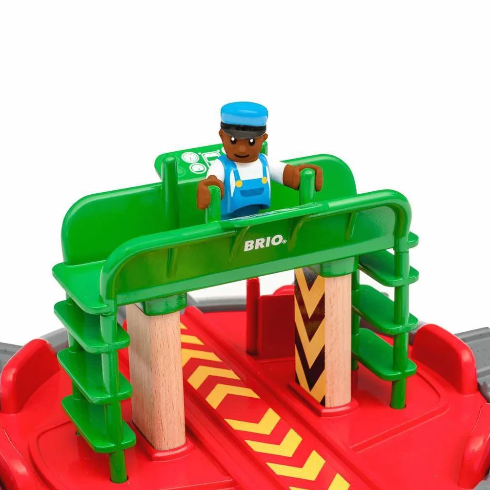 Brio World Plaque Tournante et Personnage Accessoire Circuit Train Bois Sans Pile Jouet 3 Ans