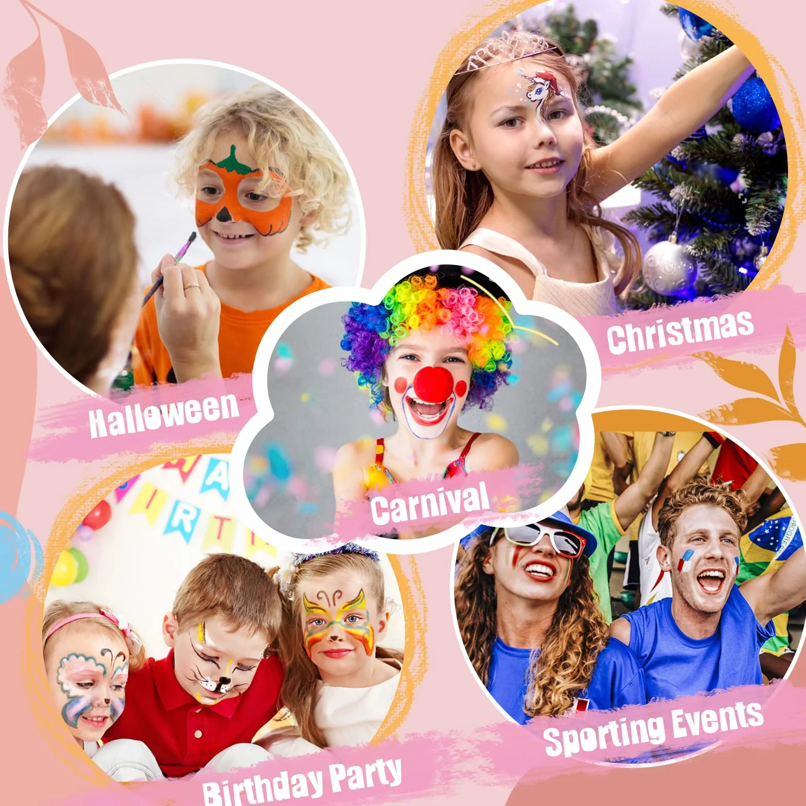 Beesjuy 12 Couleurs Crayon Maquillage Enfant Non-Toxique Lavable Peinture Visage Carnaval Halloween