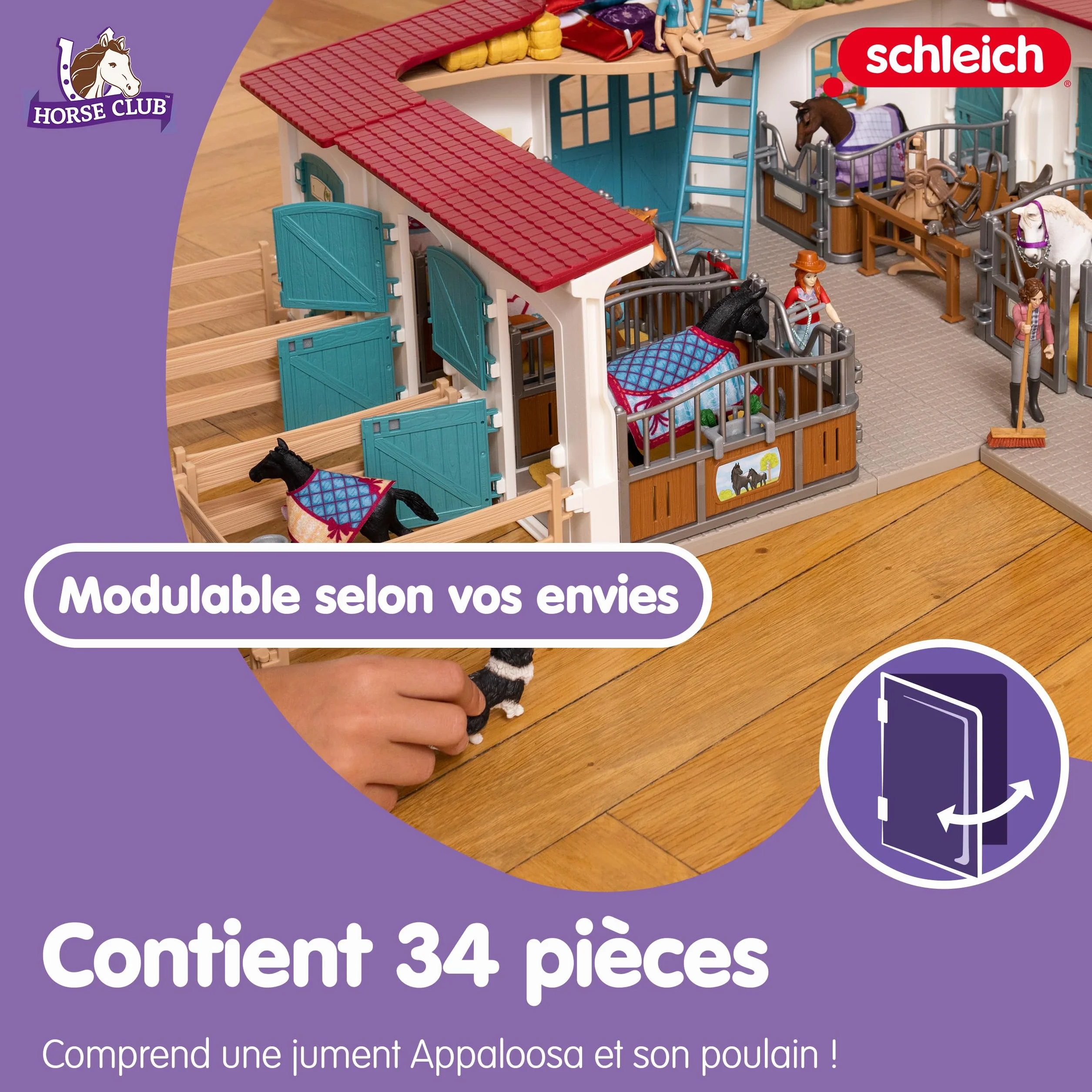 Schleich HORSE CLUB Box pour jument et poulain 42611 coffret 34 pièces jouet cheval dès 5 ans