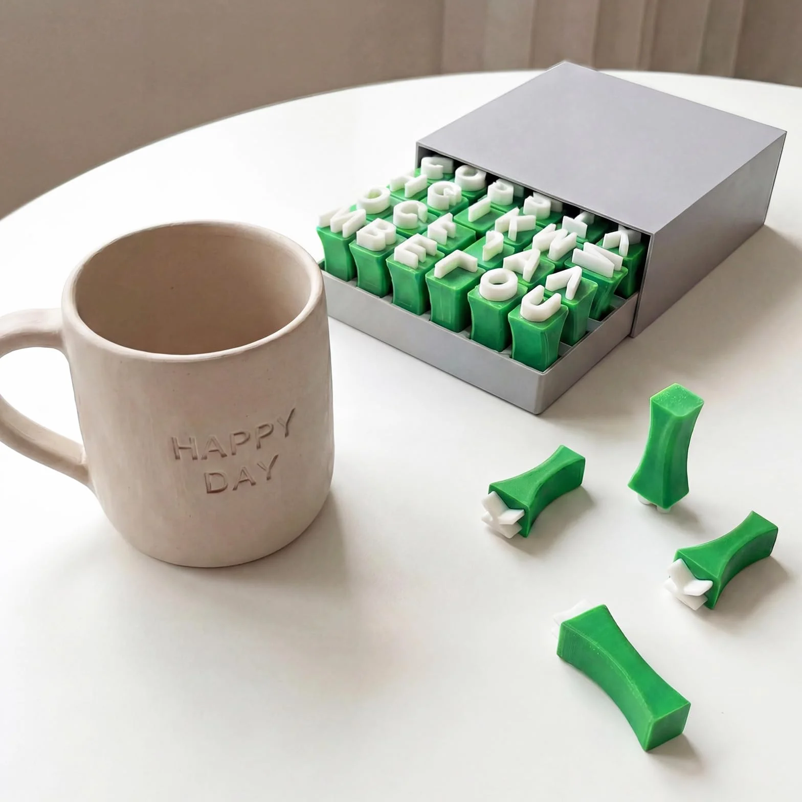 Set de Tampons en Argile Alphabet 36 Pièces, Lettres Majuscules 3D pour Artisanat