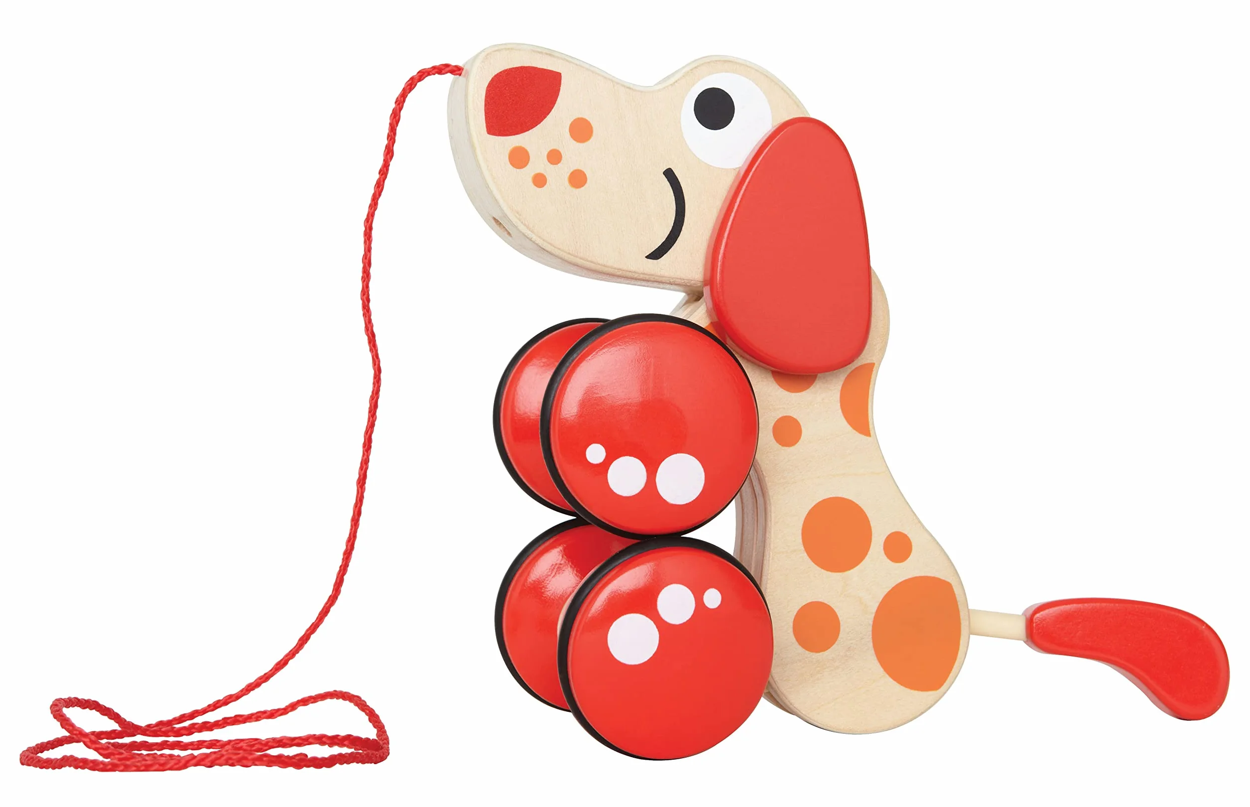 Hape Chien Jouet en Bois à Tirer et Pousser pour Enfant 1 an - Motricité, Imagination & Dextérité