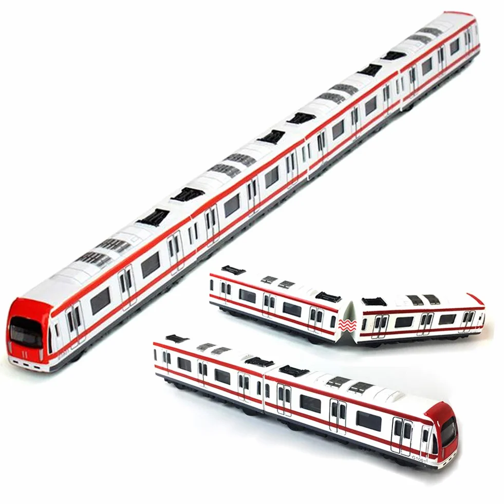 Modèle de Train en Alliage 1/64 Échelle Métro ToysPlay, 4pcs Set Blanc Rouge