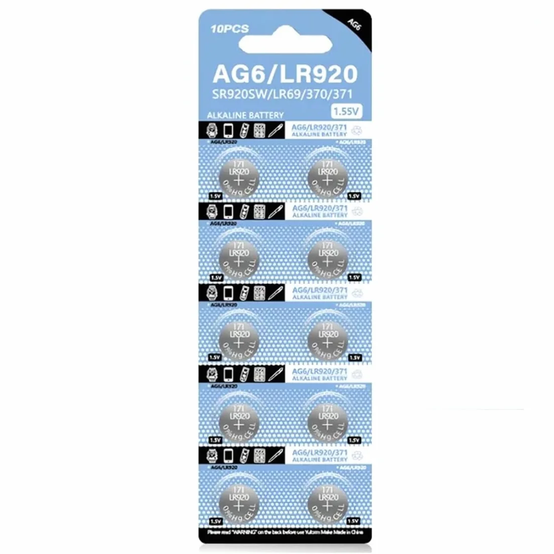AG6 SR920SW 371 370 1.5V Button Cell Watch Batteries 10 Pack