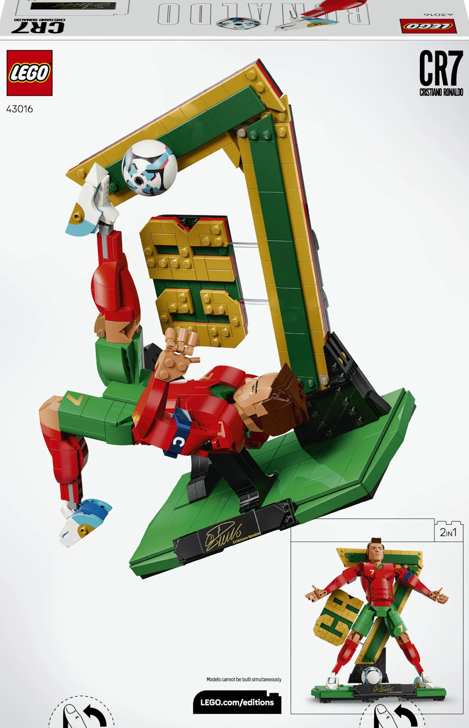 LEGO Editions Cristiano Ronaldo Figurine 3D Jeu Football 43016 Décoration Chambre Enfant Cadeau 12 Ans