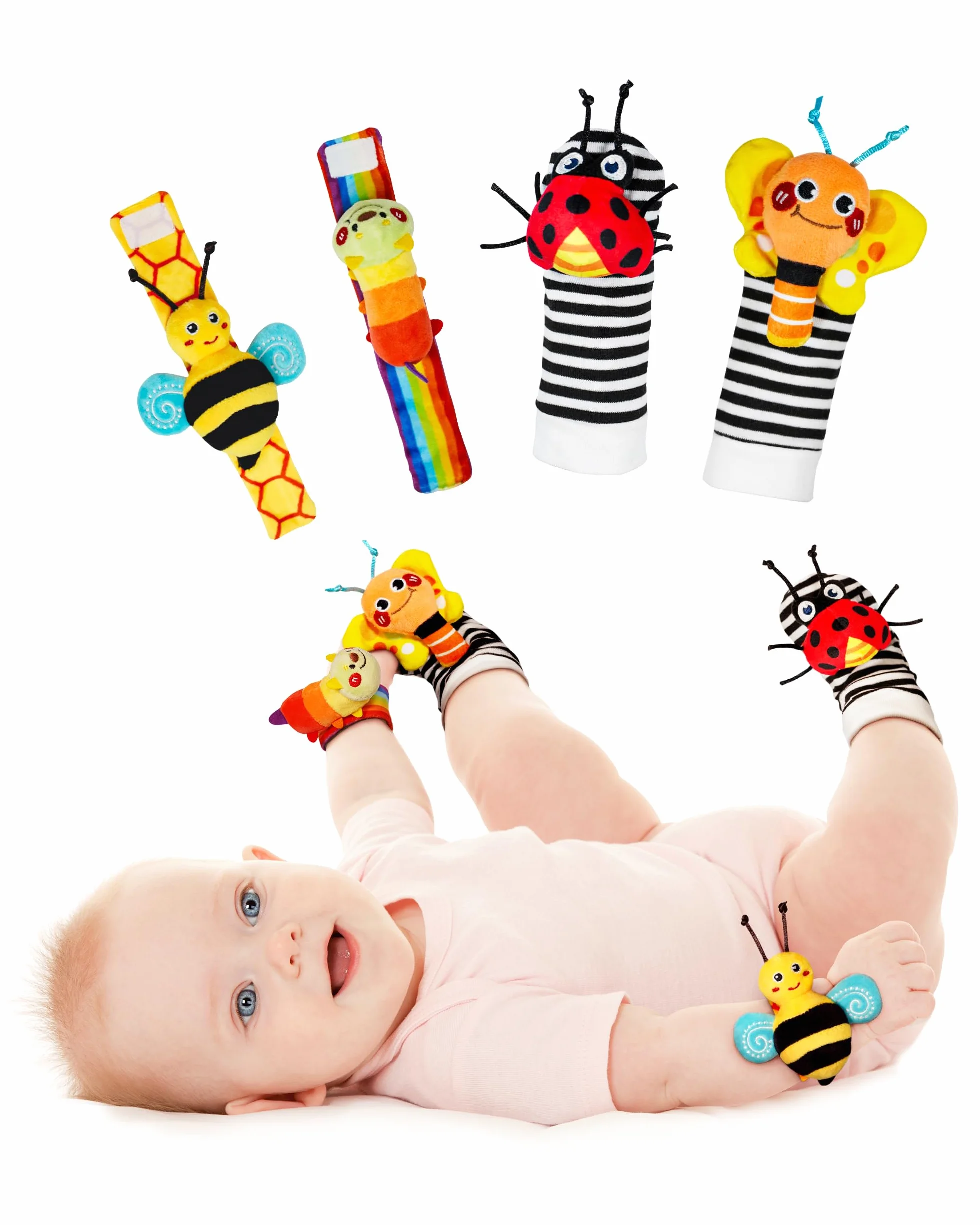 Infinno Jouet Bebe 3 6 9 Mois Ensemble Poignet Chaussettes Hochet Sonore Developpement Sensoriel Cadeau Naissance