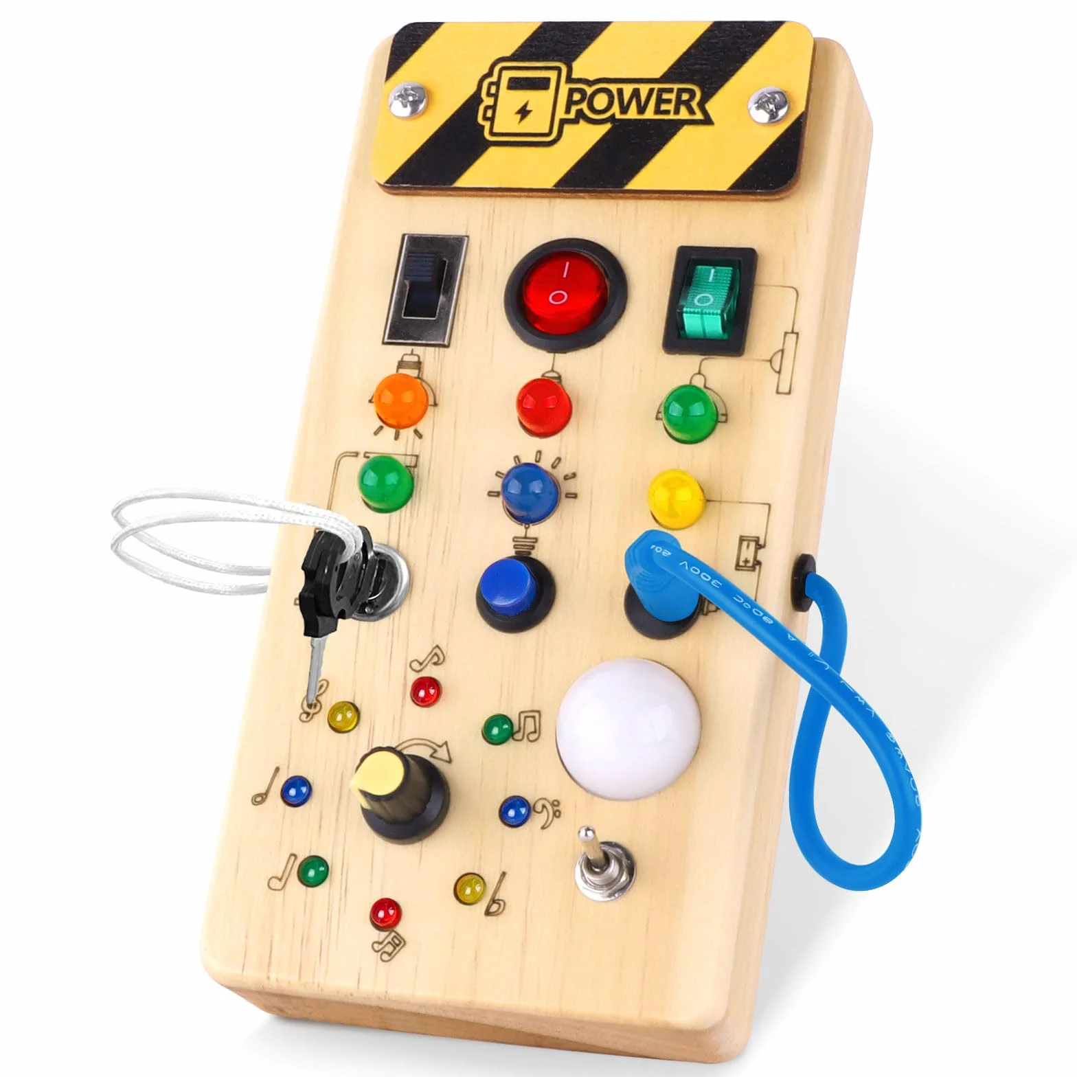 Hoarosall Montessori Busy Board en Bois avec Interrupteur Lumineux LED Jeux Educatif pour Enfant 1 2 3 Ans