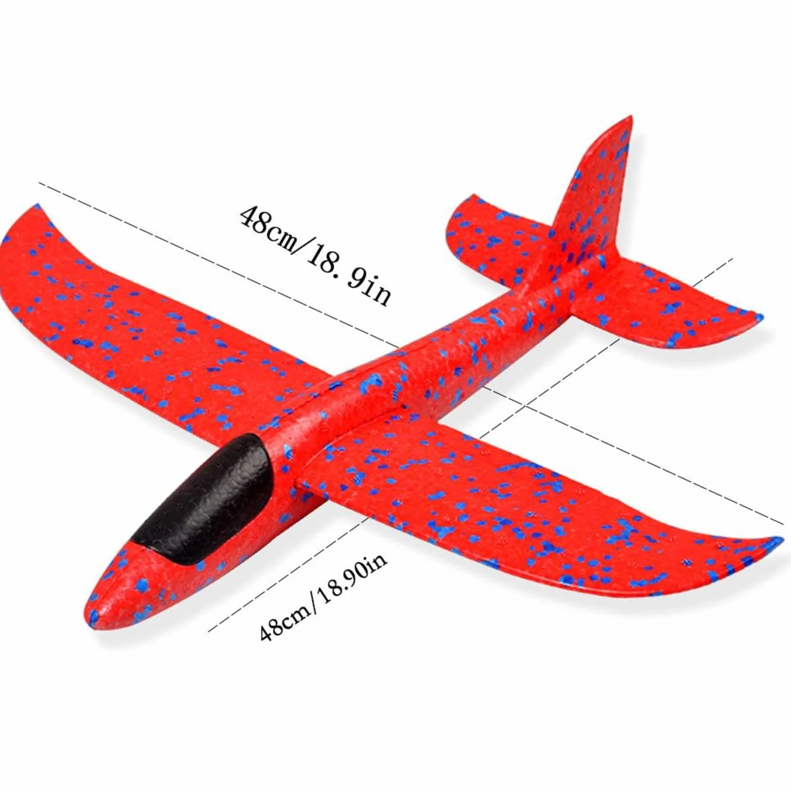 Avion en Mousse 48cm Planeur Jouet Lancé à la Main Polystyrène Durable Plein Air Garçon Fille Cadeau Anniversaire