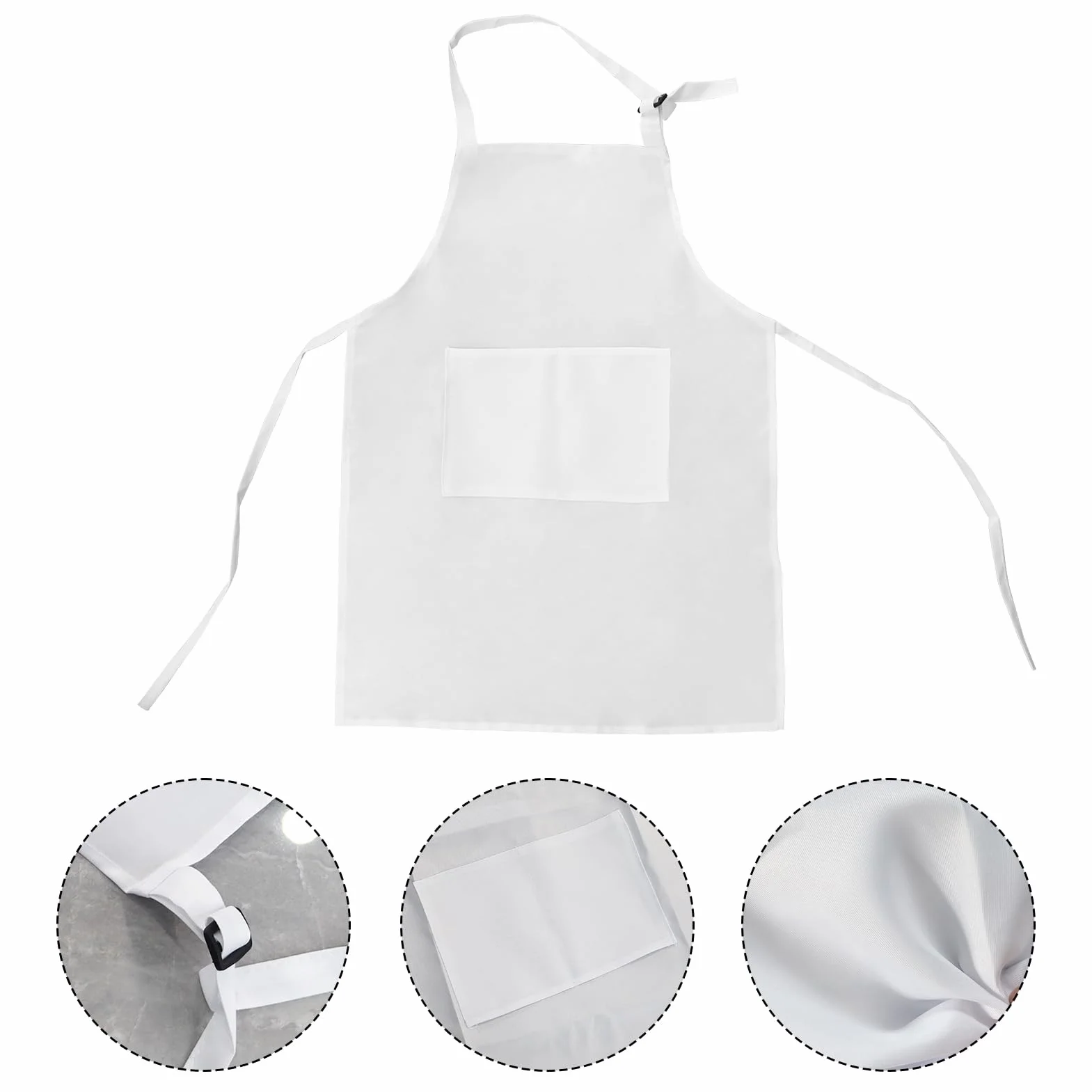 Tabliers Blancs pour Enfants Réglables 2 Poches 46 x 56 cm Lot de 2