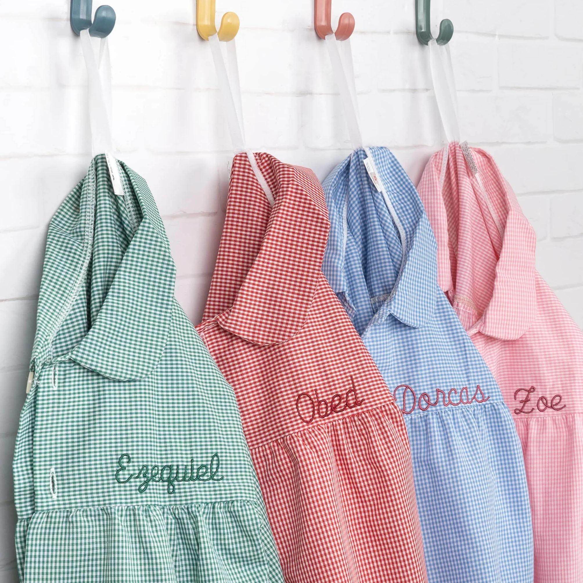 Blouse Écolier Personnalisée avec Nom pour Enfants à Carreaux 3-6 Ans