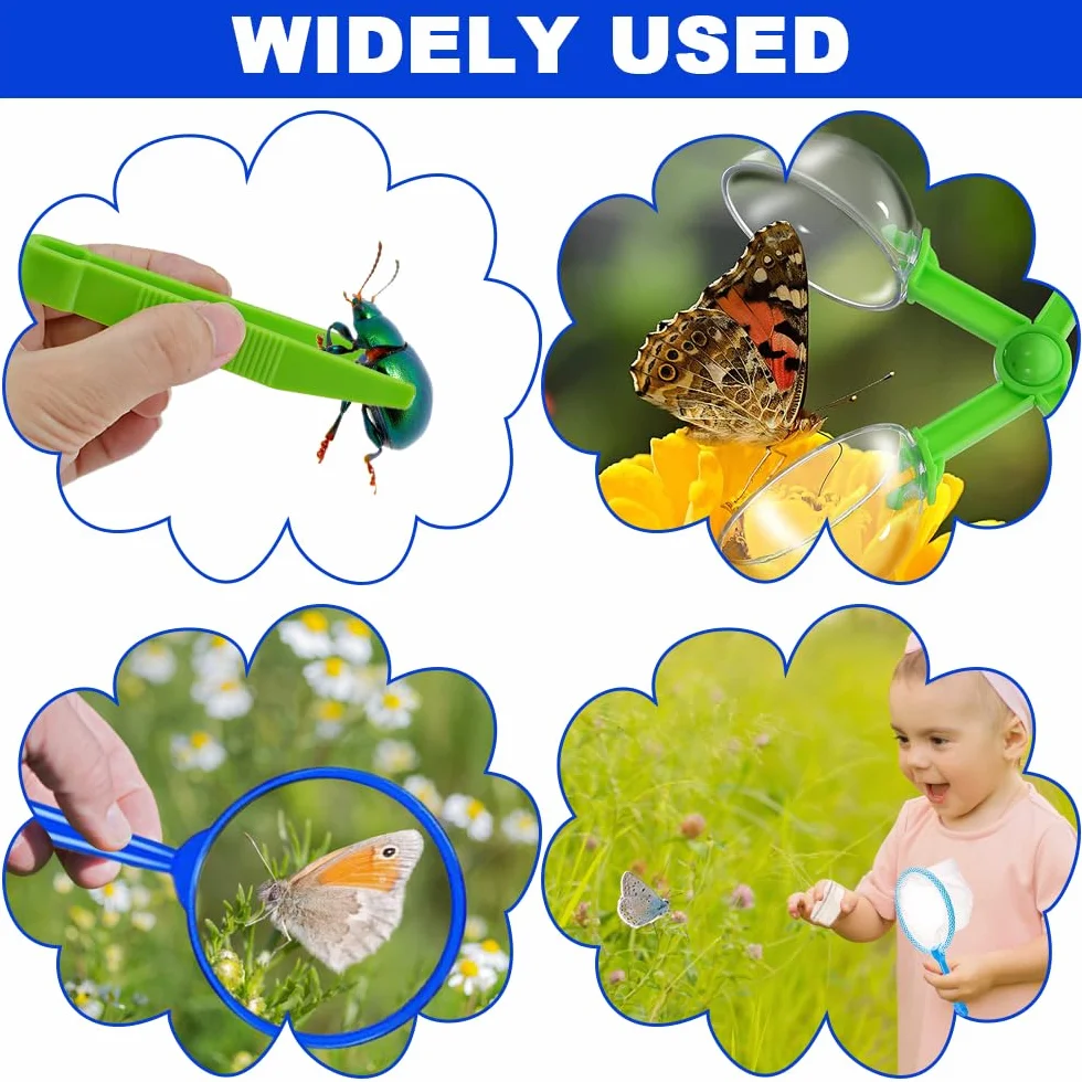 Kit Exploration Enfant - Boîte à Insectes, Loupe, Filet de Capture, Sac à Dos pour 3-12 Ans