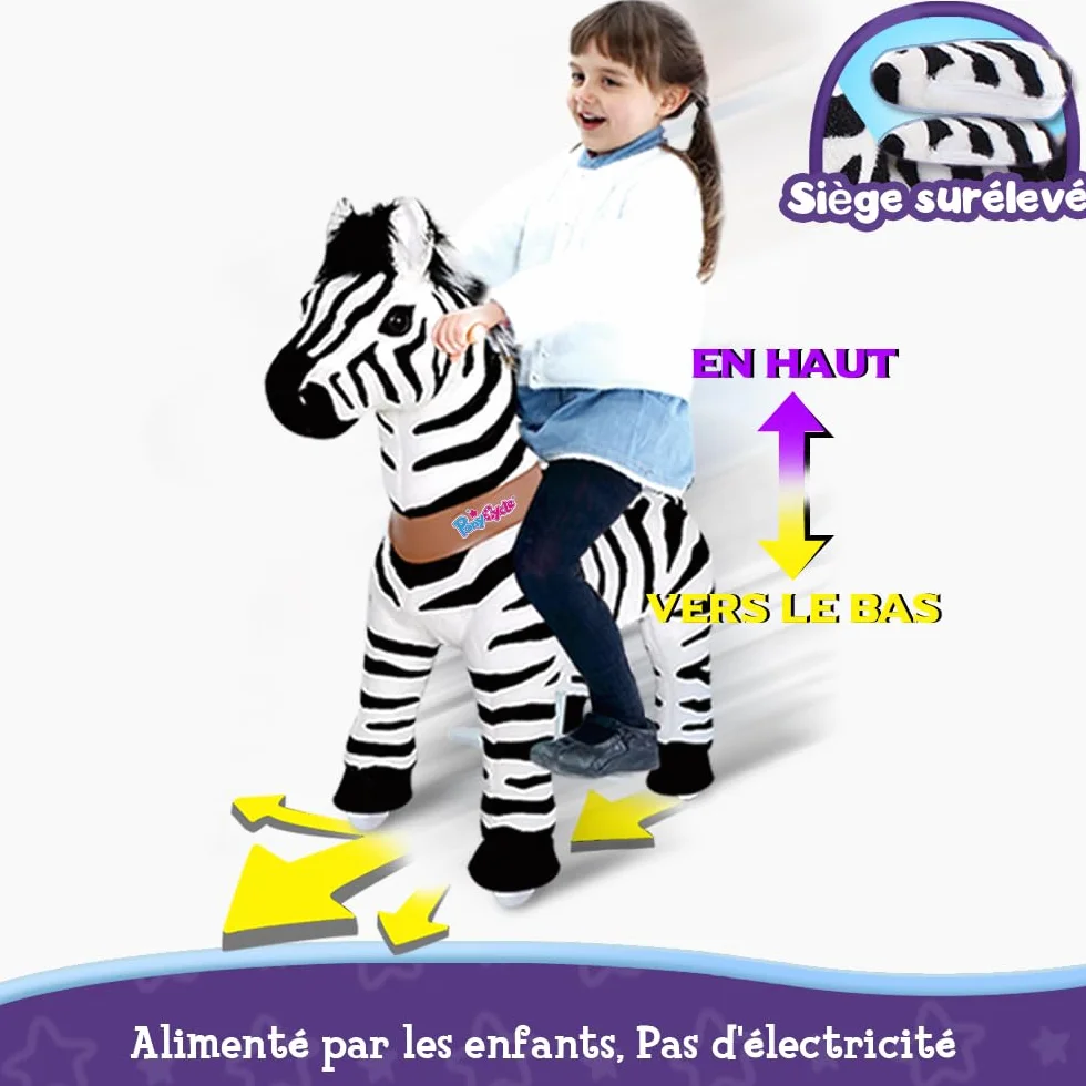 PonyCycle Authentic Monter sur Le Zèbre Jouet pour Tout-Petits 90 cm Hauteur Taille 4 4-7 Ans