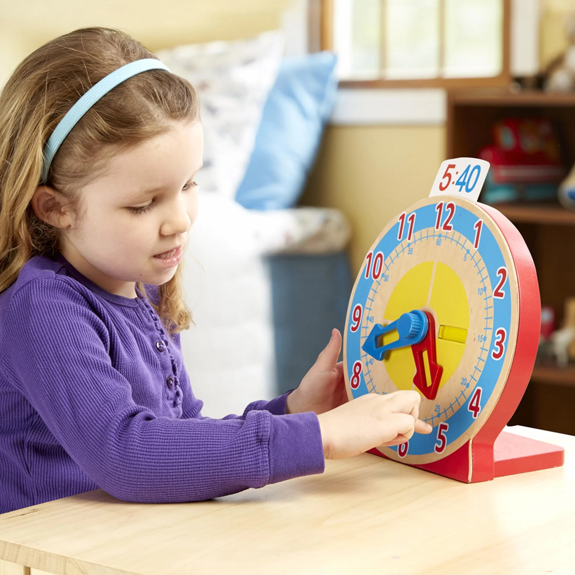 Melissa & Doug Horloge Tourne Et Dis L'Heure Jeu Éducatif Montessori Jouet en Bois Cadeau Enfant 4 Ans+