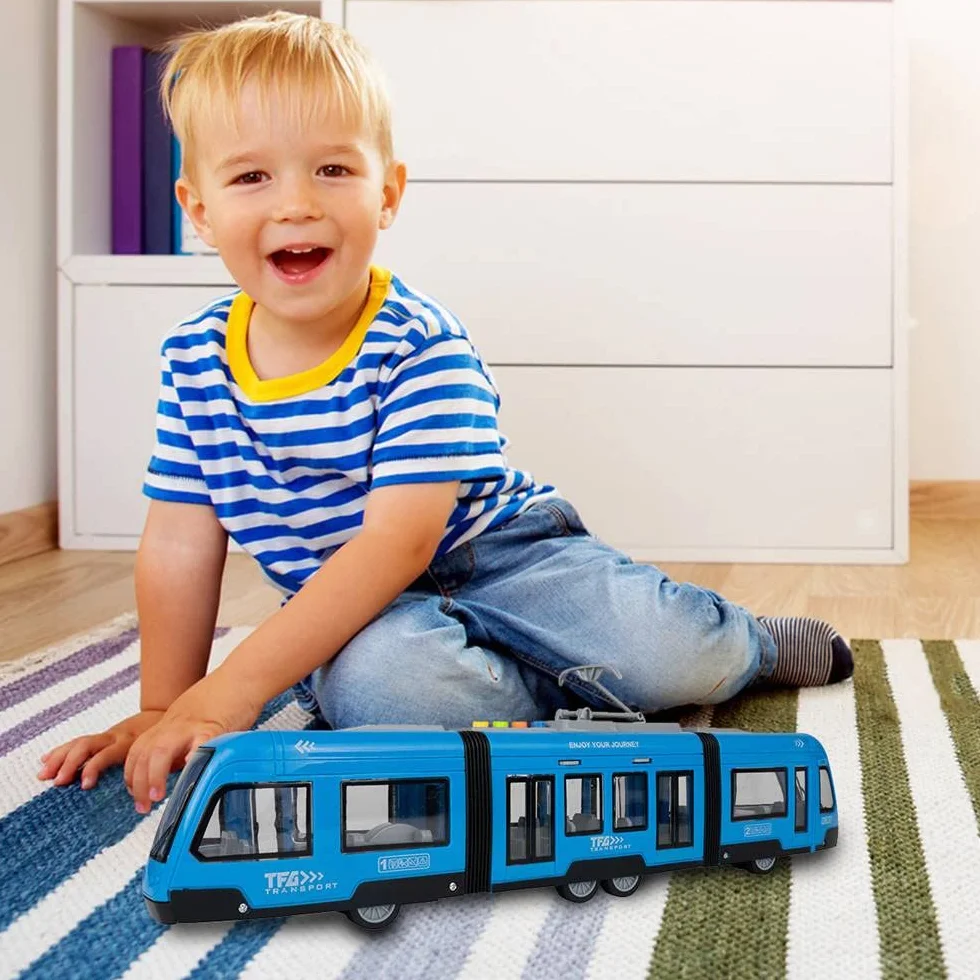 Maplay Jouet de tramway avec moteur à friction 1:16 Lumière et son pour enfants à partir de 3 ans