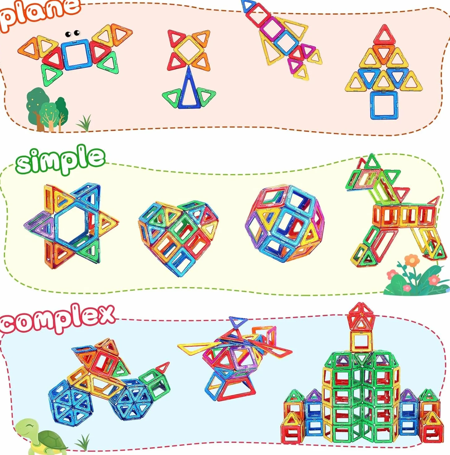 KALOISYHE Jouet De Blocs de Construction Magnétiques 48PCS pour Enfants 3-9 Ans Filles Garçons Cadeaux Noël