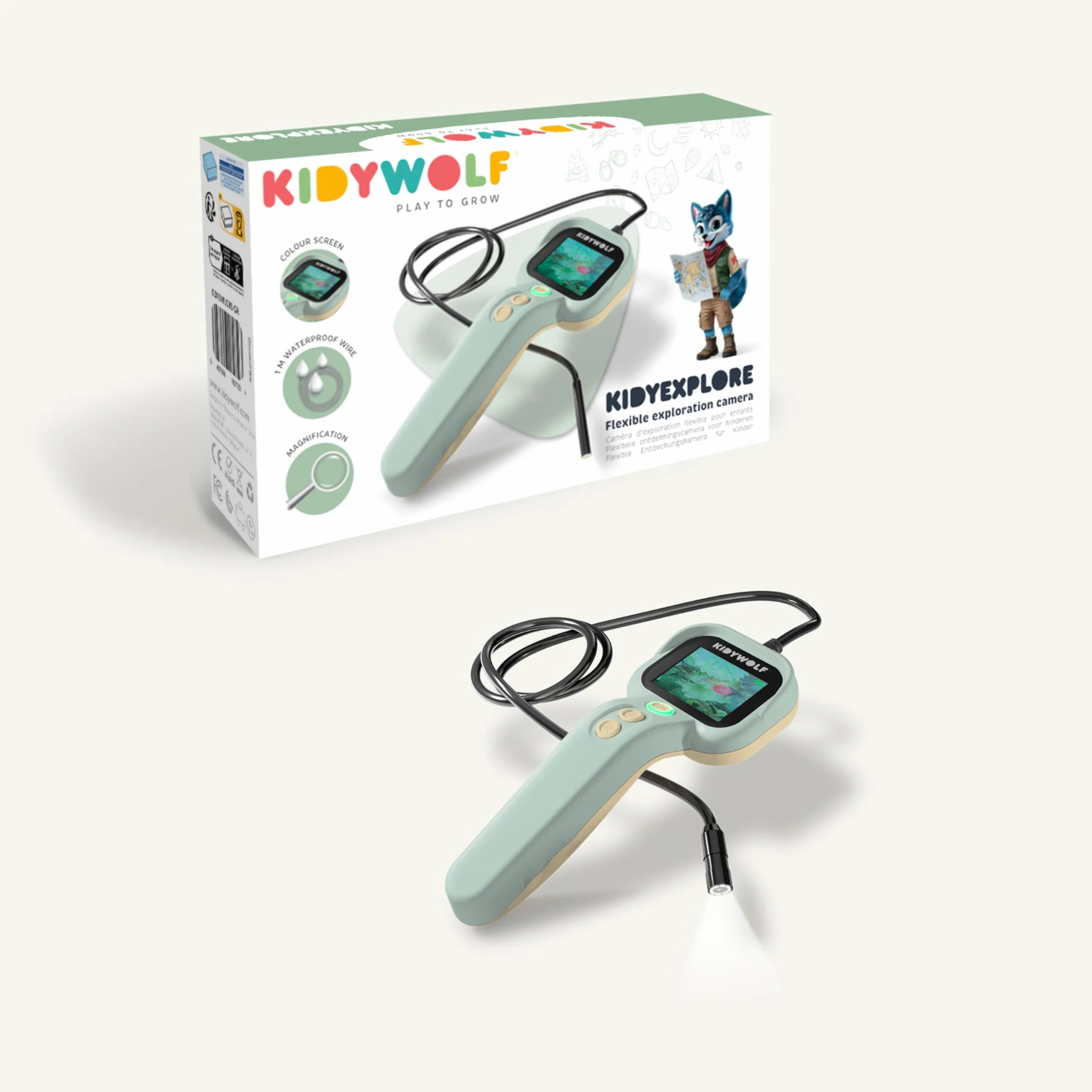 Caméra Endoscope Enfant avec Écran Couleur & Zoom x4 - Kit Explorateur KIDYWOLF