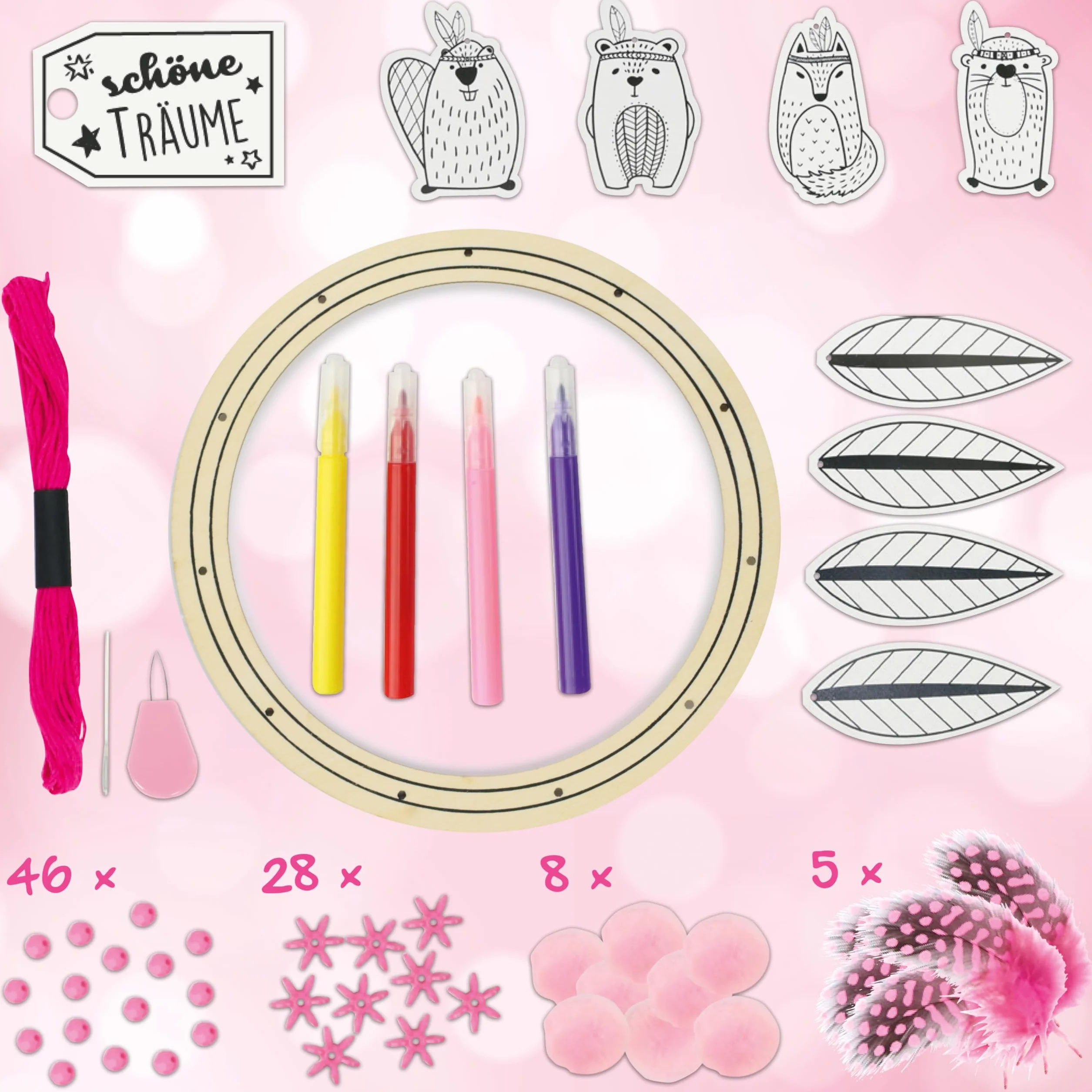 Creanino Attrape-rêve à fabriquer – Coffret DIY créatif pour enfant fille – Activité manuelle éducative