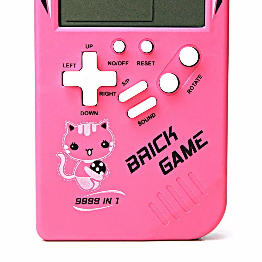 Console de Jeu en Brique Grand écran 9999 en 1 Rose - Jeu de Poche avec Réservoir, Course, Tir, Whac-A-Mole, Difficulté et Vitesse réglables