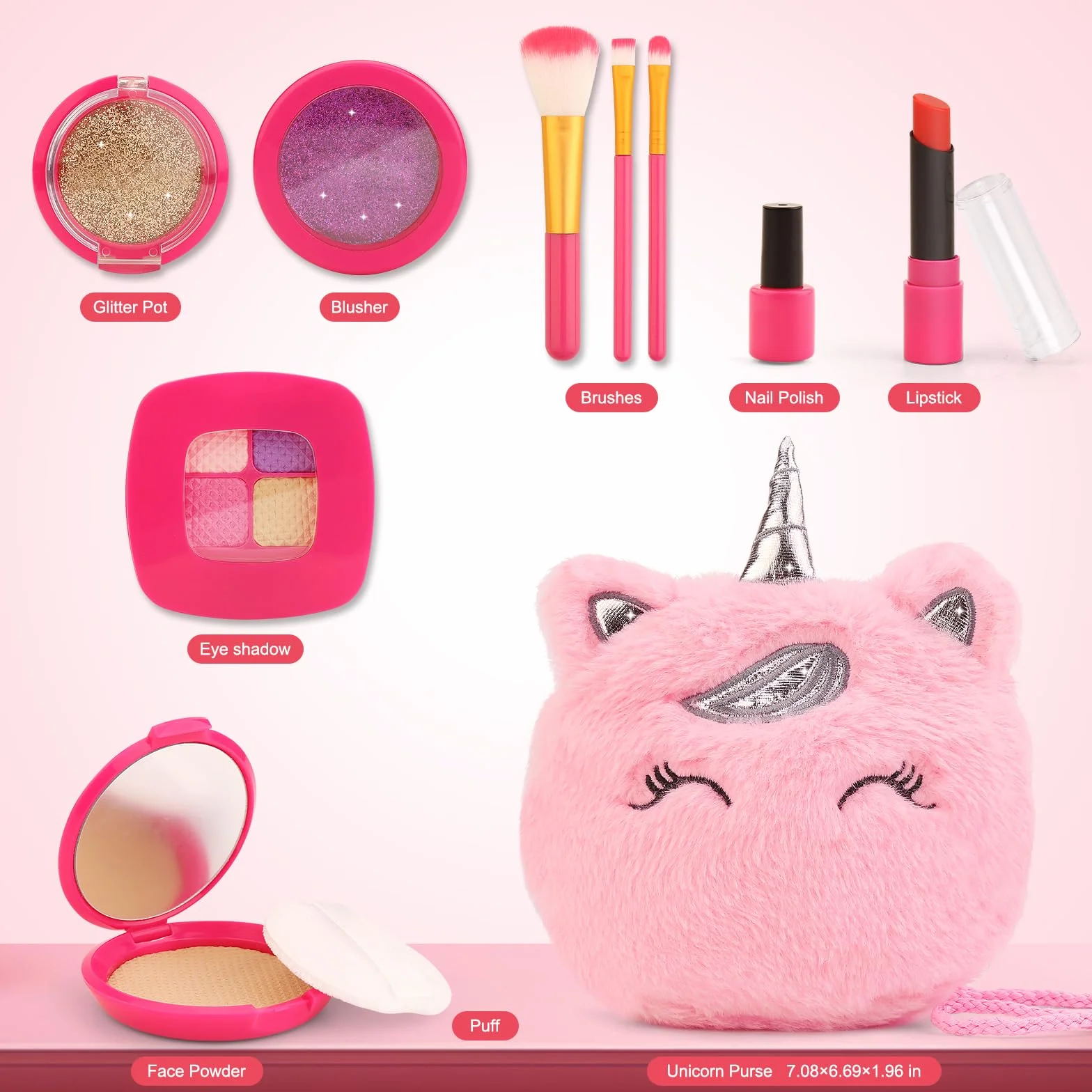 Kit de maquillage pour enfants, jouet de rôle fille 3-8 ans, ensemble princesse licorne