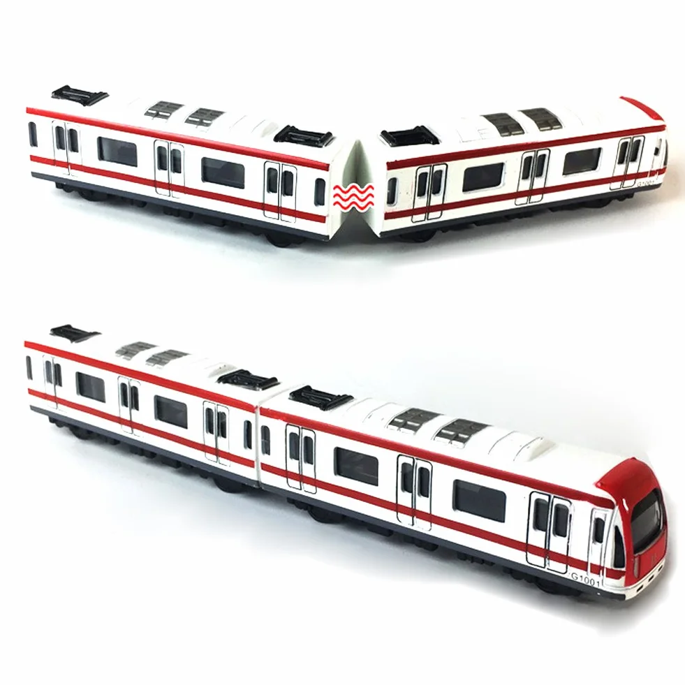 Modèle de Train en Alliage 1/64 Échelle Métro ToysPlay, 4pcs Set Blanc Rouge