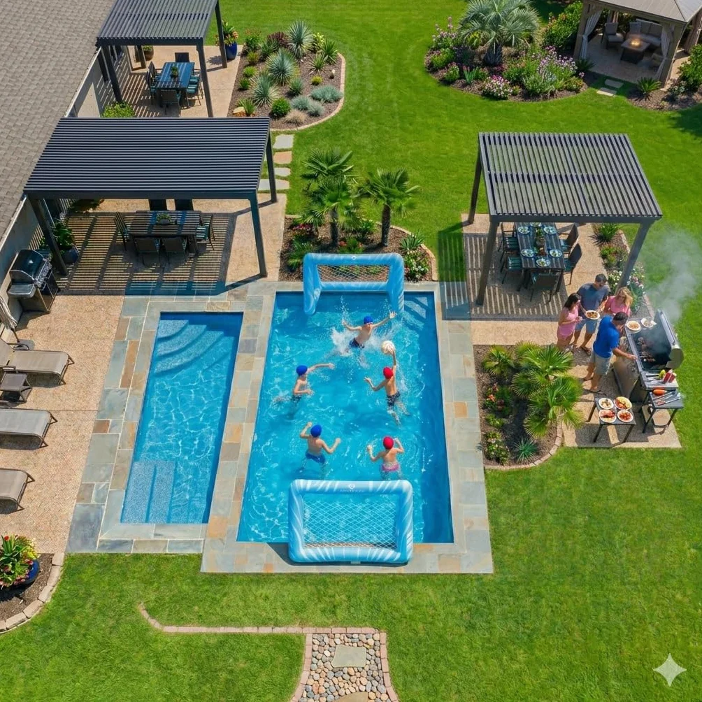 SkyBound Lot de 2 buts de piscine gonflables pour enfants avec ballon et sacs de poids