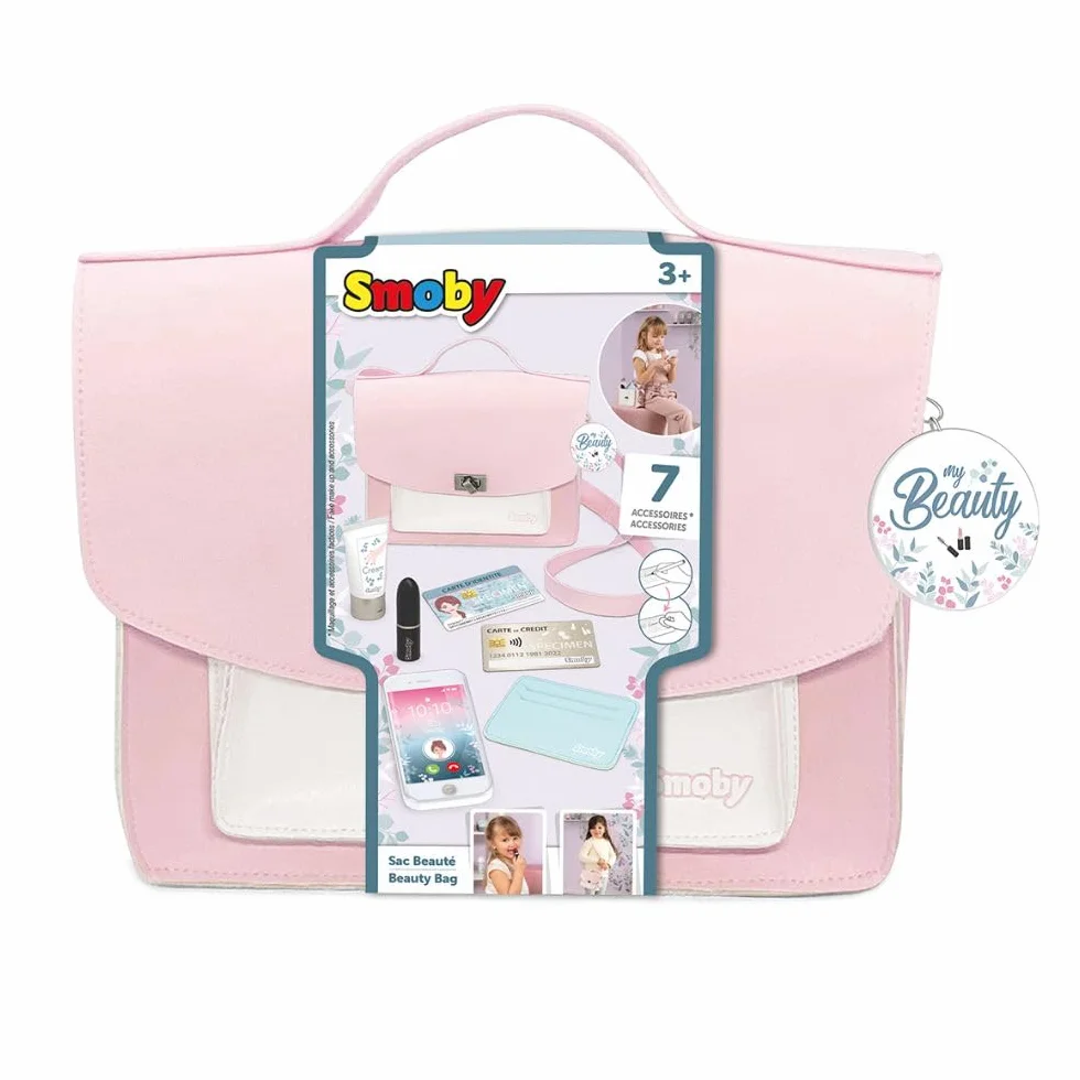 Smoby My Beauty Bag Sac Beauté 7 Accessoires Maquillage Factice Sac et Porte Carte 3 Ans