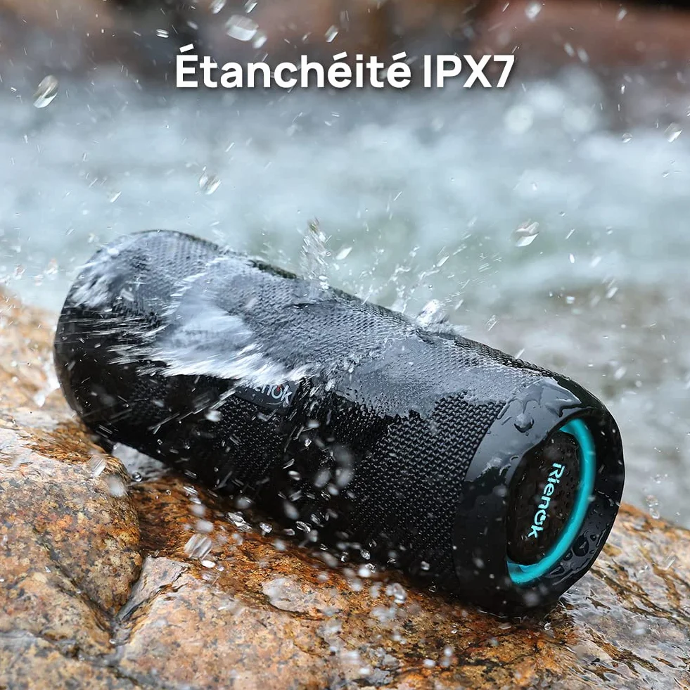 RIENOK Enceinte Portable Bluetooth 5.3 30W IPX7 30H Noir