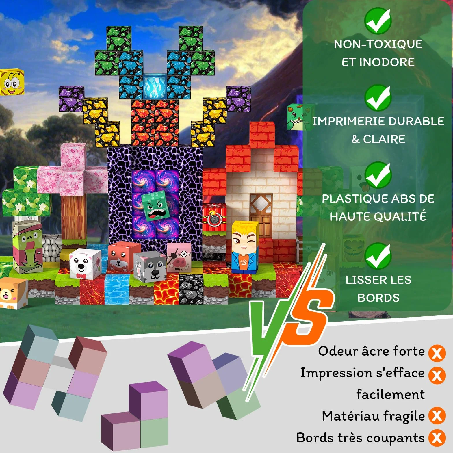 Magnetic Blocks 150 pièces 2CM Jeu de Construction Magnétique Enfant 3+ Ans