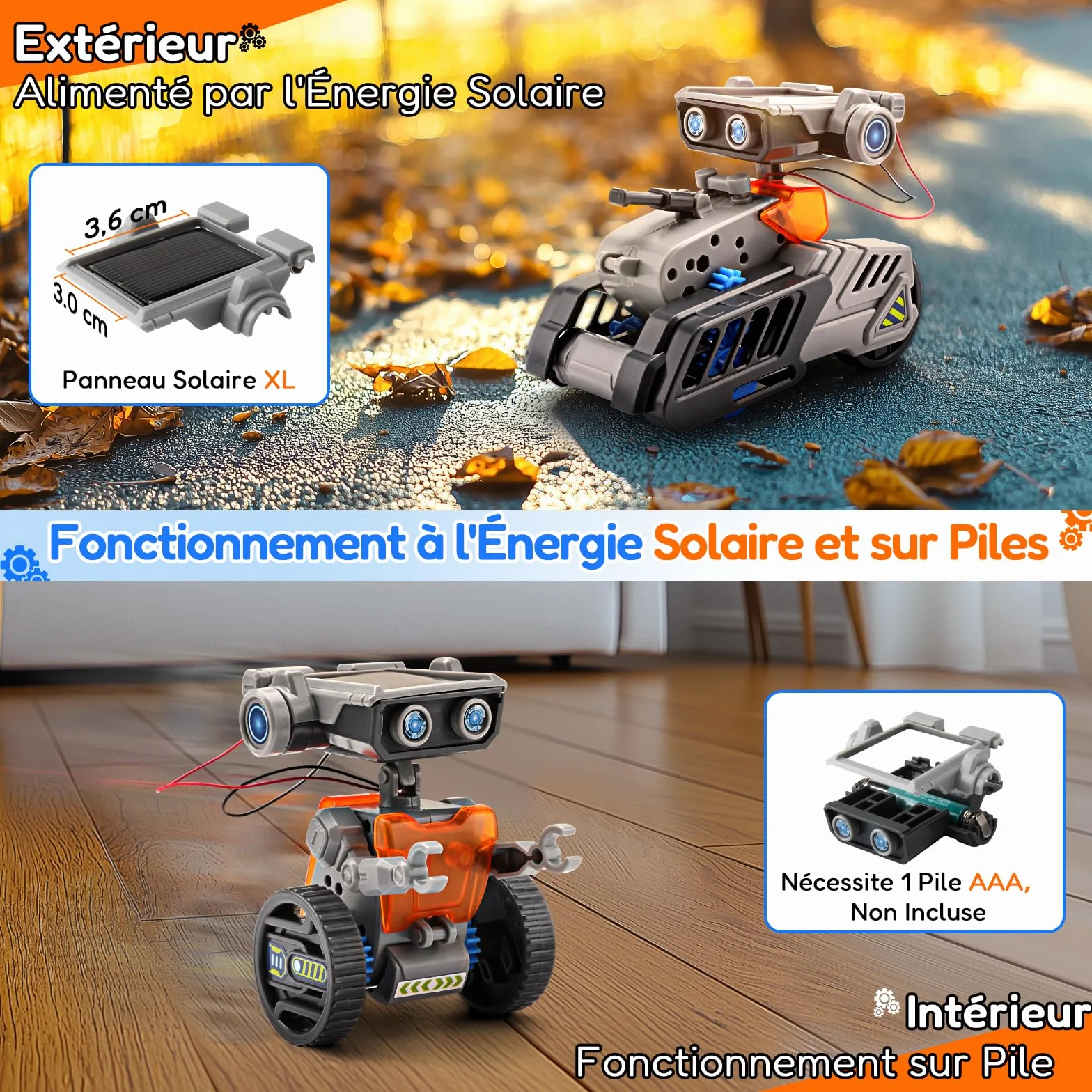 VEPOWER Robot Solaire 15 in 1 Énergie Solaire et Batterie Double DIY Cadeau STEM Jeux de Construction pour Enfant 8-13 Ans 212 Pièces