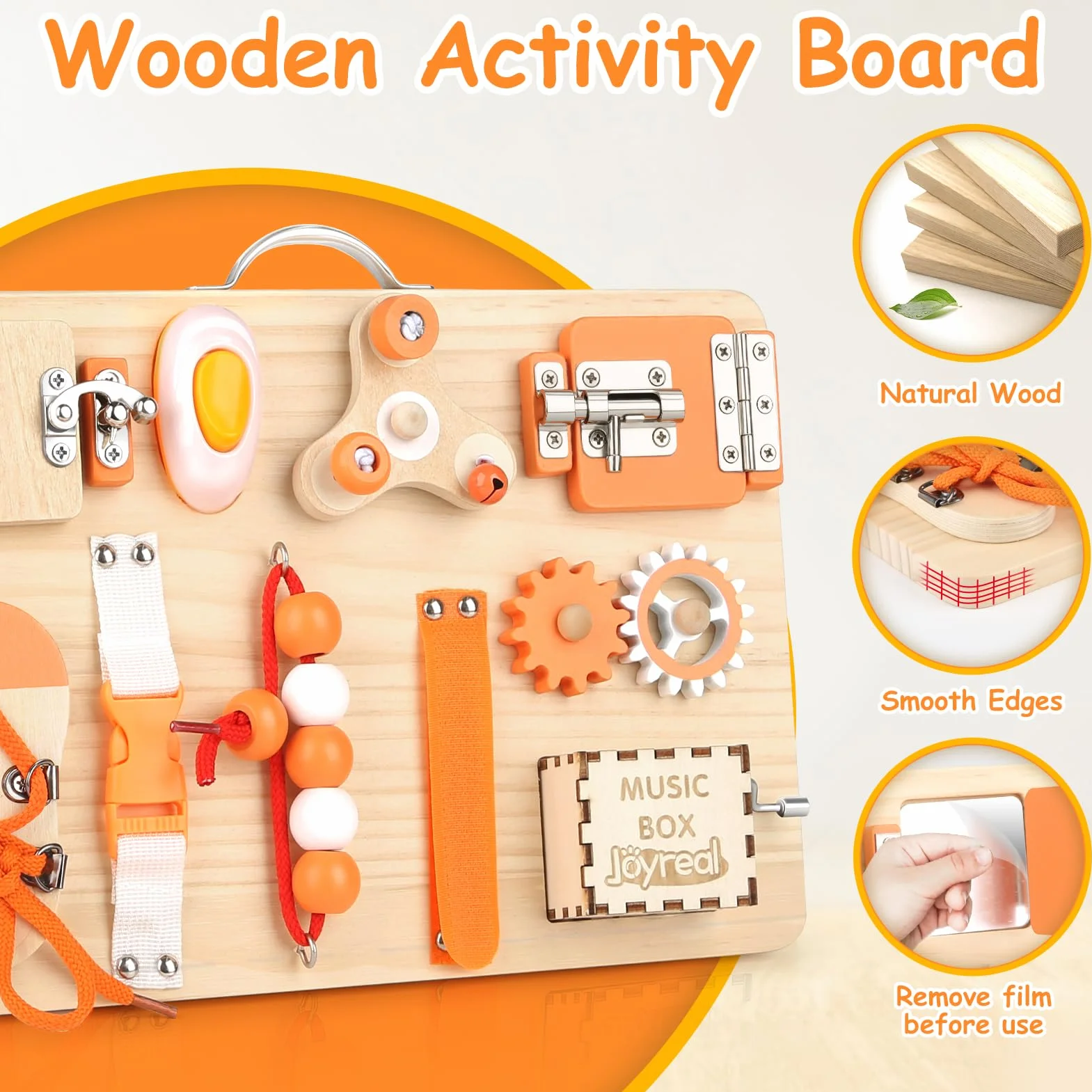 Joyreal Busy Board Montessori - Parcours Motricité Bébé Planche Montessori Jeux Educatif Tableau Activités Jouet Enfant