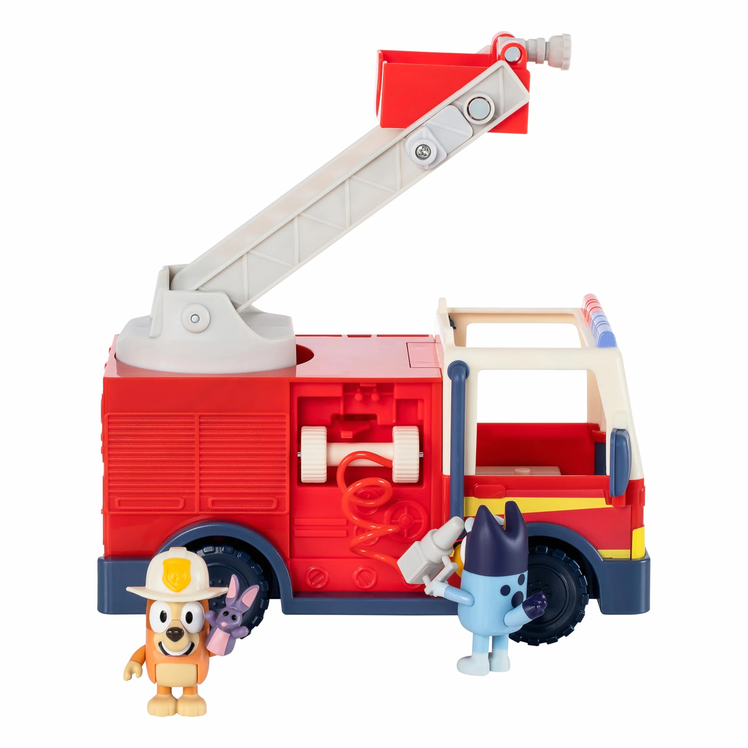 BlueY Camion de Pompier avec Figurines Bingo et Bob Bilby, Échelle Pivotante et Lance
