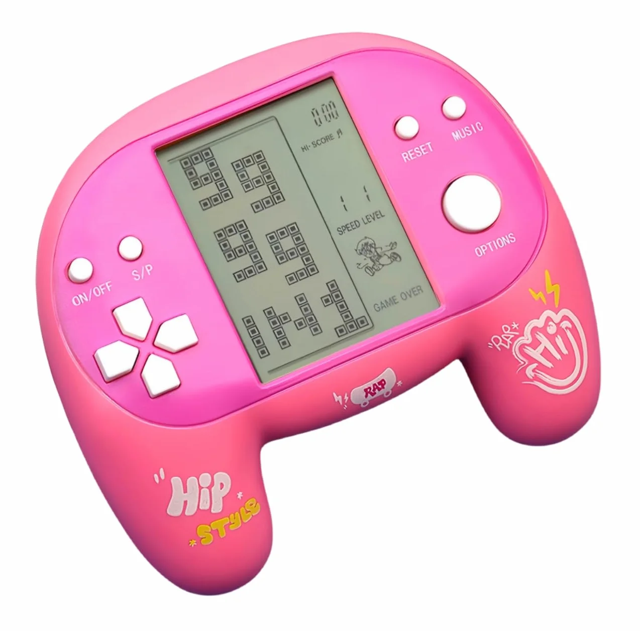 Console de Jeu Portable Rétro 4,1 Pouces 2574 Jeux en 1 avec Poignée en Brique Rose
