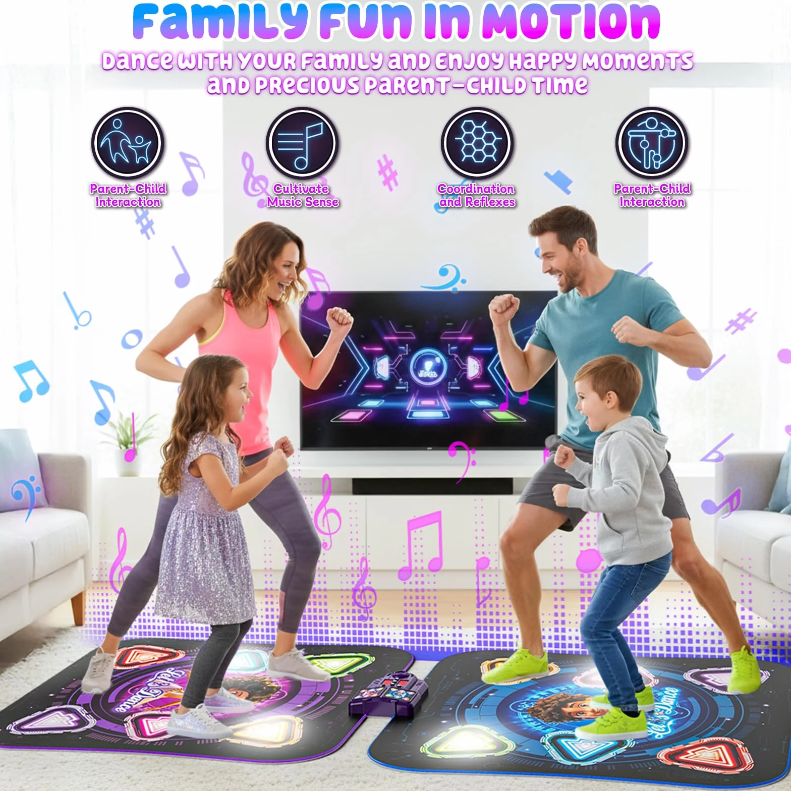 Tapis de Danse pour Enfants 2 Joueurs, Tapis de Danse Lumineux 12 Boutons Bluetooth, Cadeau Anniversaire Noël Filles Garçons 3-12 Ans