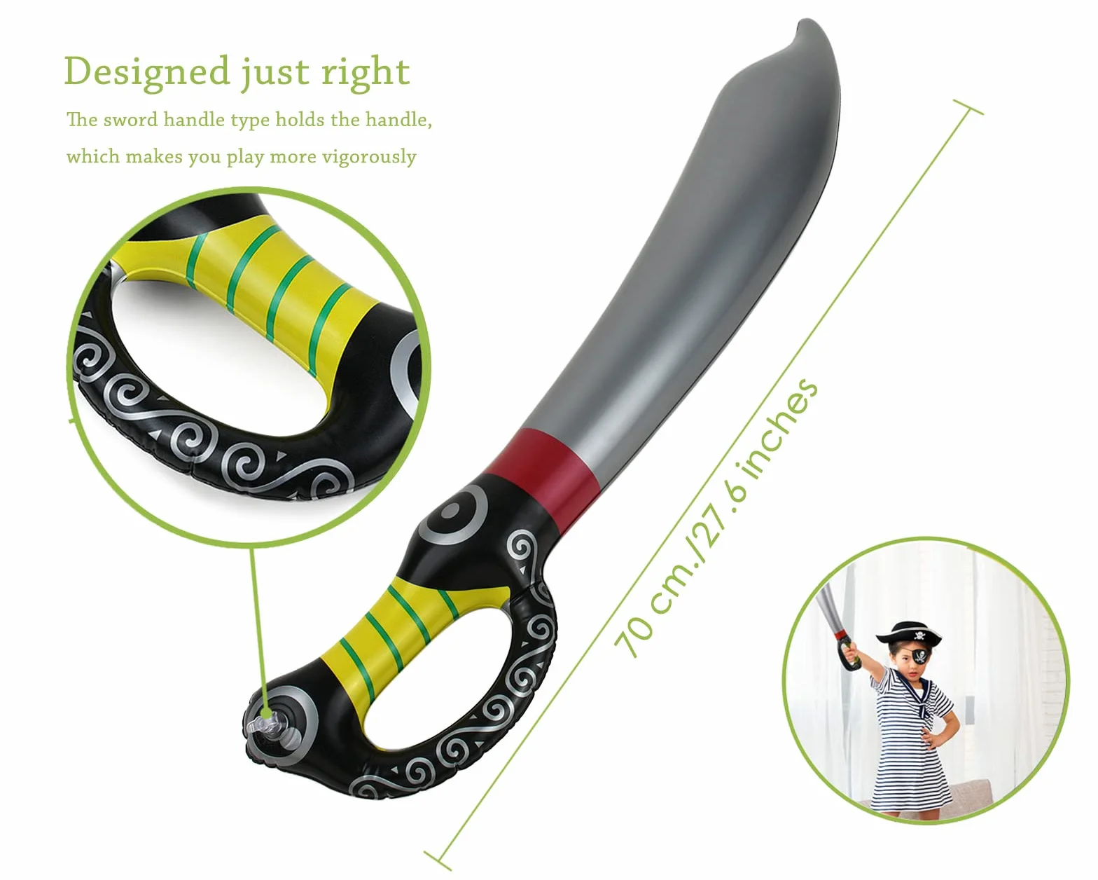 Épée Gonflable de Pirate - Décorations de Fête - Jouet Gonflable pour Enfants et Adultes (6 Pièces)