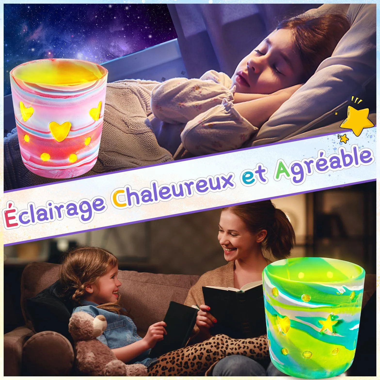 FGZU Kit de Lampes en Argile Bricolage Activité Manuelle Enfants Adultes DIY Loisir Créatif Cadeau Jouet 6-12 Ans
