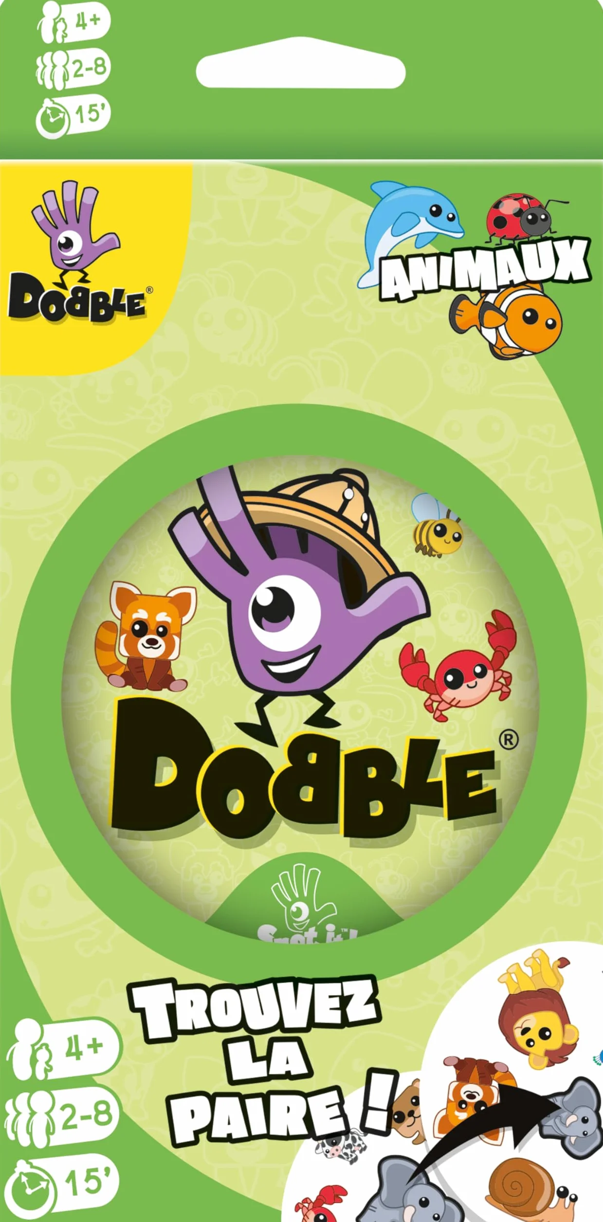 Asmodee Dobble Animaux - Jeu de Cartes pour Enfants dès 4 Ans - Jeu de Rapidité - Boite Métal - 2 à 8 Joueurs - 15 Min