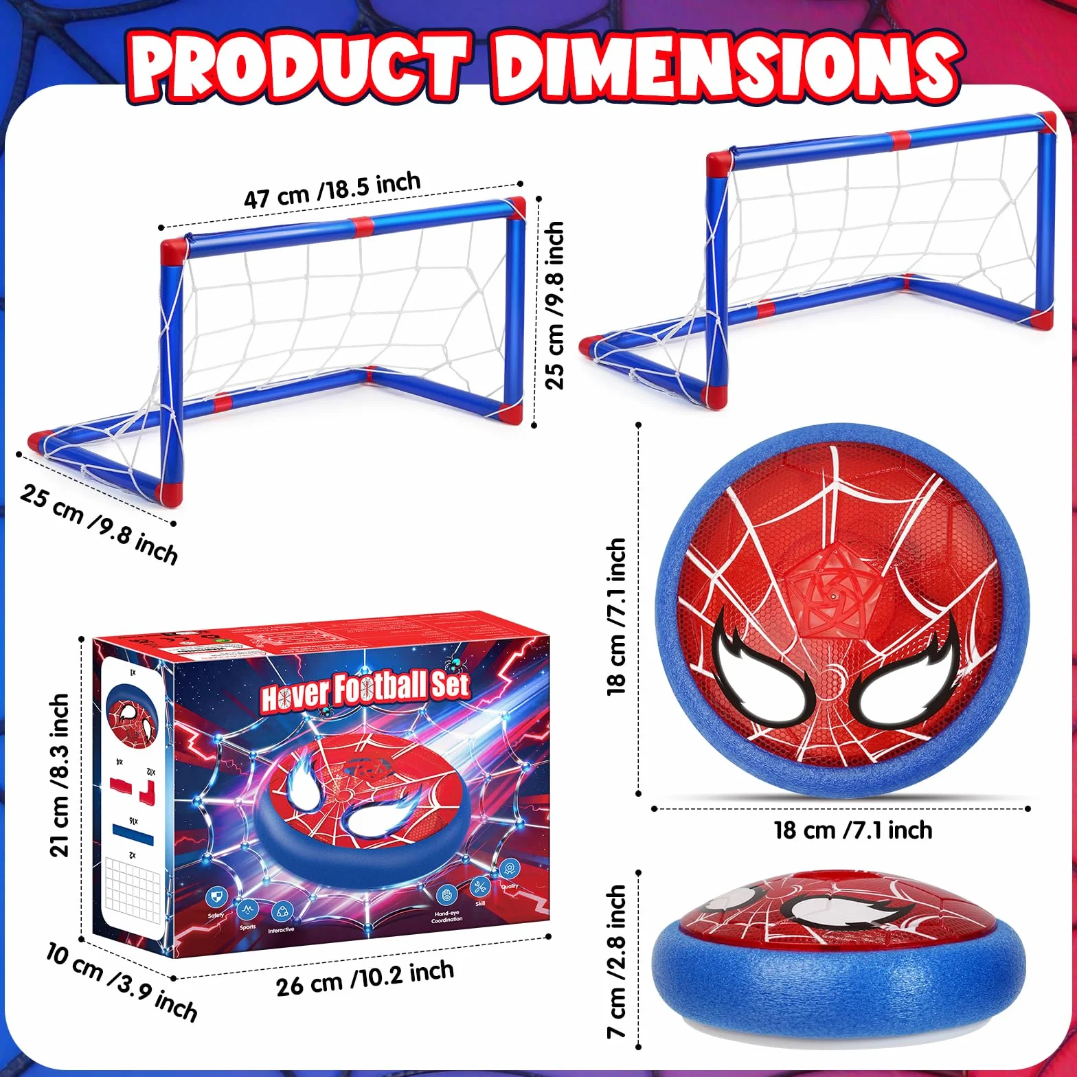 Ballon de Foot Enfant avec 2 Cages de But & Yeux Lumineux, Air Power Football Jouet 3-12 Ans