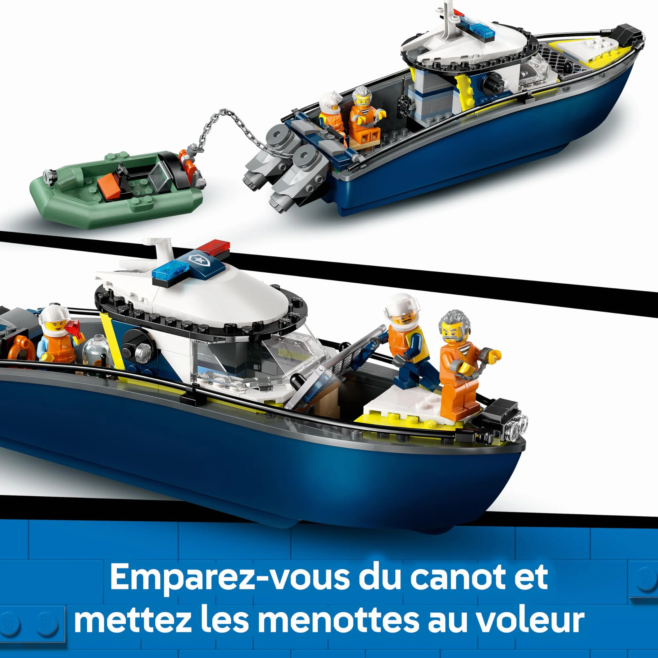 LEGO City Police Boat Chase 60456 Zestaw z 2 Łodziami, 3 Minifigurkami i Figurką Rekina dla Dzieci 6+