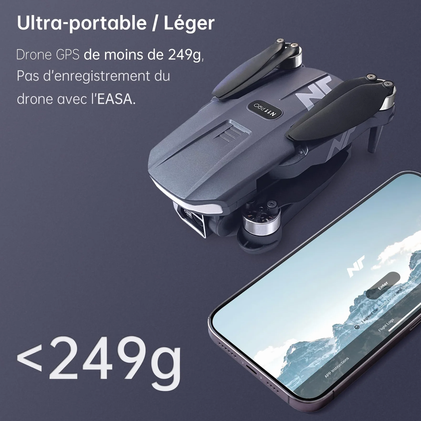 Dron GPS z kamerą 4K UHD dla dorosłych, 90 min lotu, silnik bezszczotkowy, odporność na wiatr, śledzenie, powrót, Wi-Fi 5G FPV, waga <249g, 3 baterie - NAFYRE N11 PRO