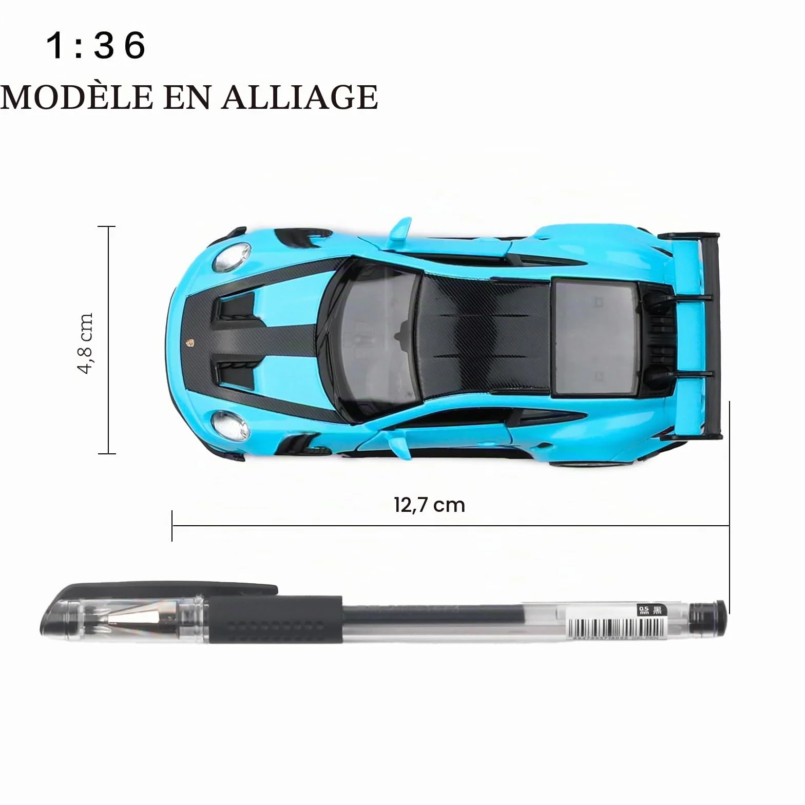 Porsche 911 GT3 RS Voiture Jouet 1/36 - Modèle à Tirer Vers l'Arrière - Cadeau Enfant