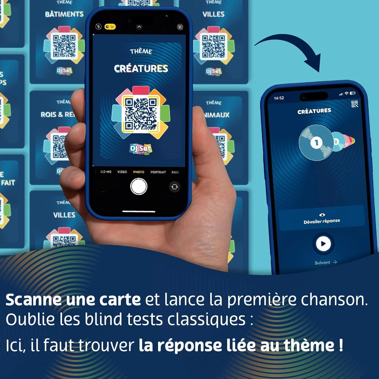 DJ SET – Jeu de Société Musical – Blind Test – 80 Thèmes 560 Morceaux – 3-16 Joueurs Dès 12 Ans – Idée Cadeau Originale