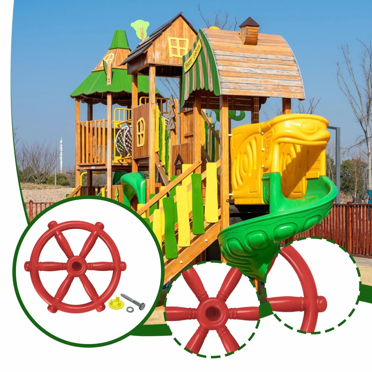 Milageto Volant de Bateau Pirate Jouet de Jardin Accessoires Jeux d'Imagination Rouge