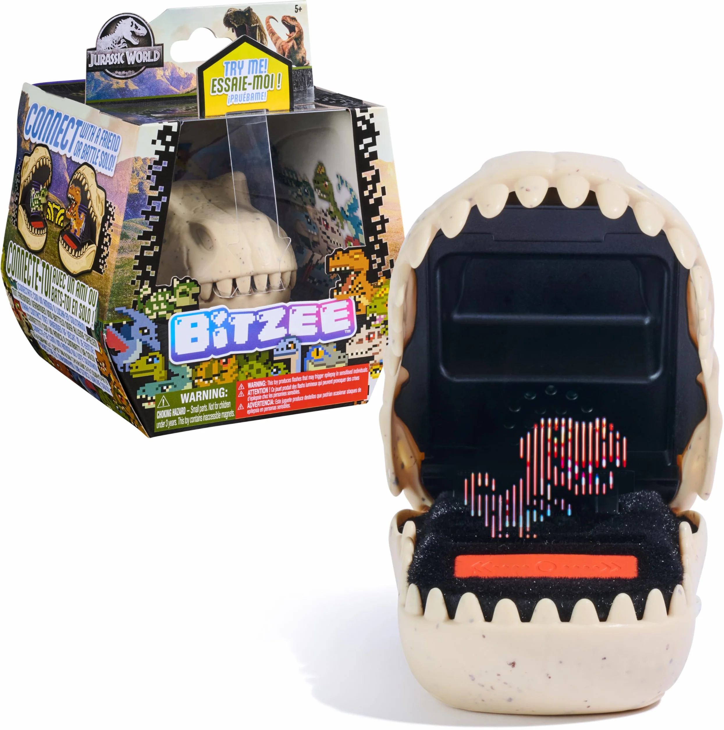 Bitzee Jurassic World Animal Interactif 25 Dinosaures Digitaux 3D Toucher Boîtier Connectable Sons Réactions Jeux Enfant 5+