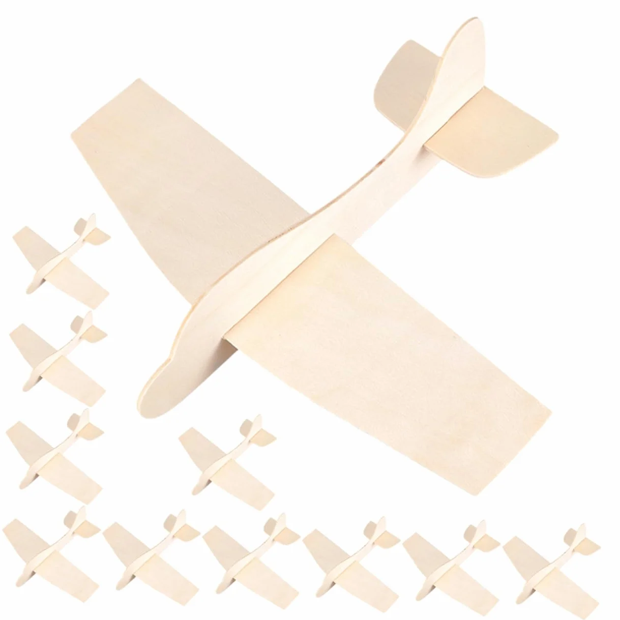 Kit de 15 Avions en Bois Brut à Assembler DIY Artisanat du Bois Surface Lisse