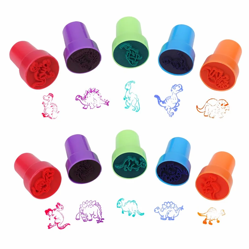 Tampons Dinosaure Animal Auto-Encreurs 10 Pièces pour Fêtes Scolaires