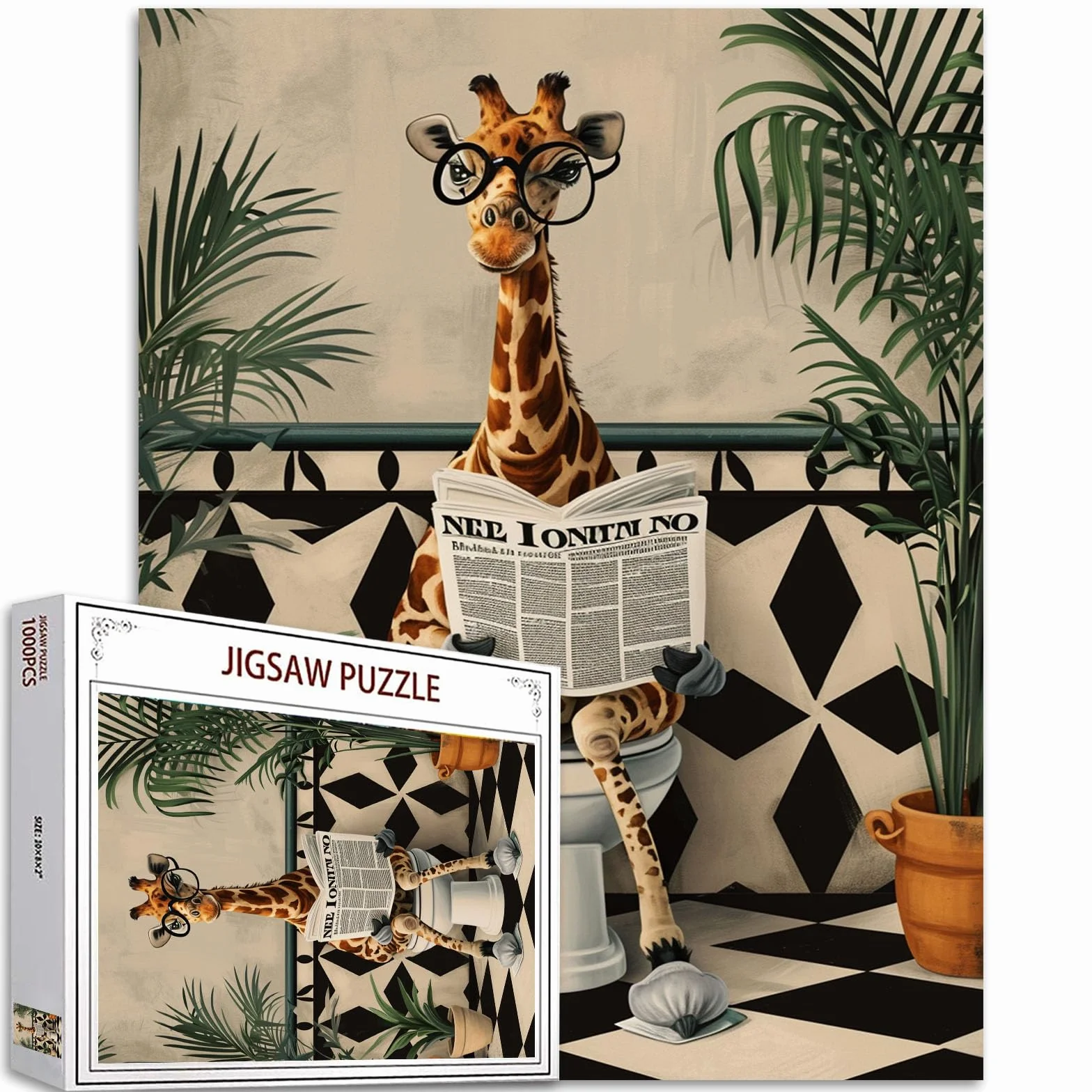 Tucocoo Puzzle 1000 Pièces Girafe Toilettes Art du Bain Nordique Décoration Maison