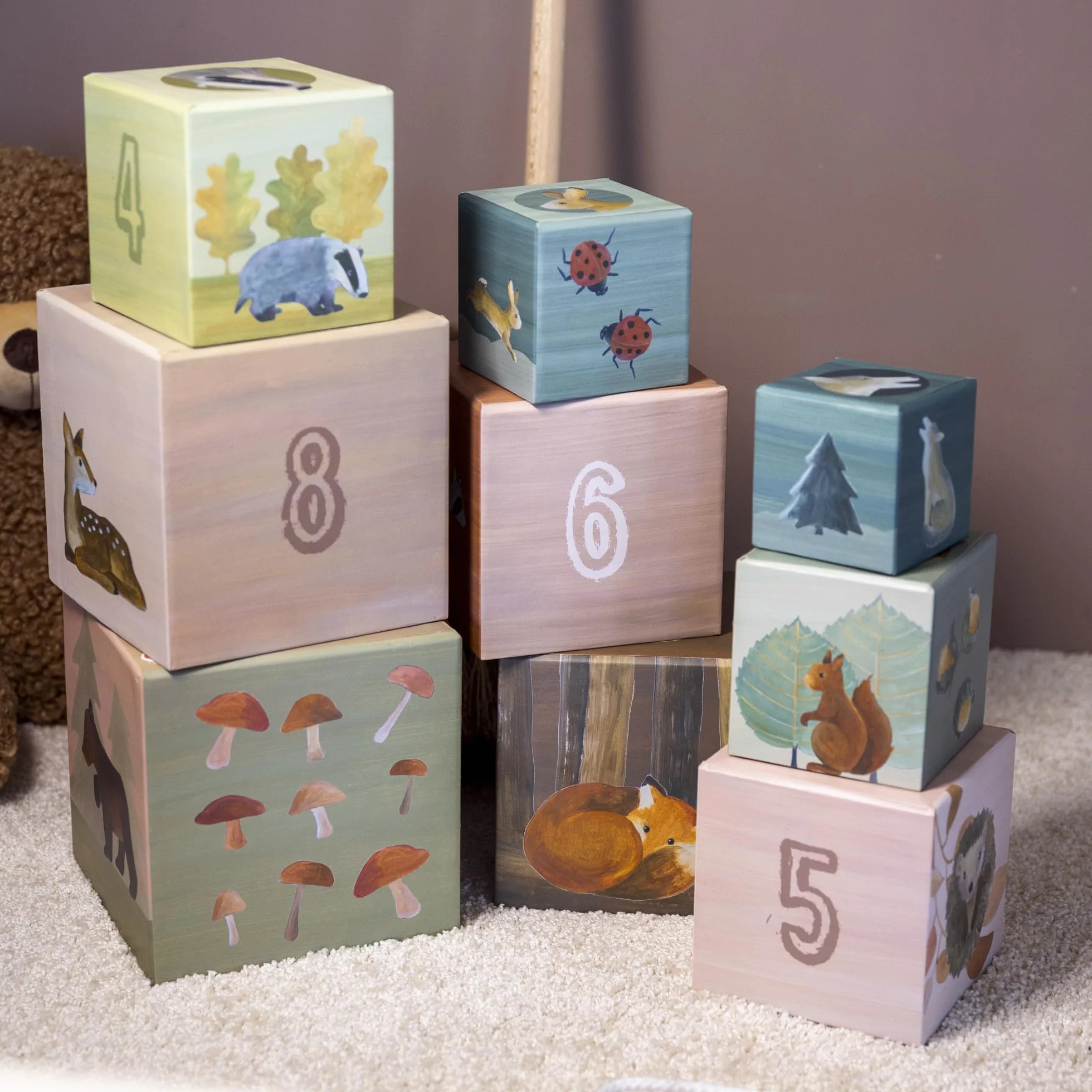 Egmont Toys Jeu de pyramides 9 blocs en carton jouets éducatifs à partir de 36 mois Apprentissage du comptage