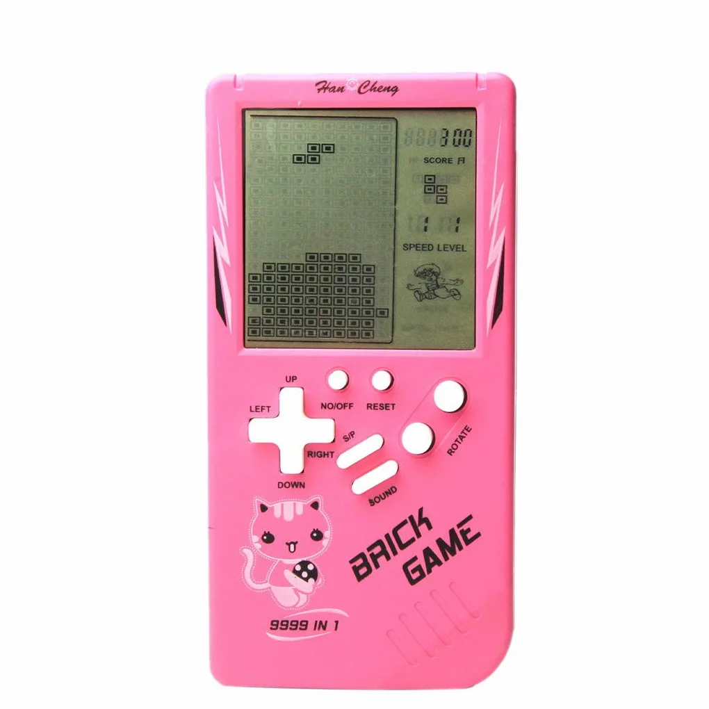 Console de Jeu en Brique Grand écran 9999 en 1 Rose - Jeu de Poche avec Réservoir, Course, Tir, Whac-A-Mole, Difficulté et Vitesse réglables